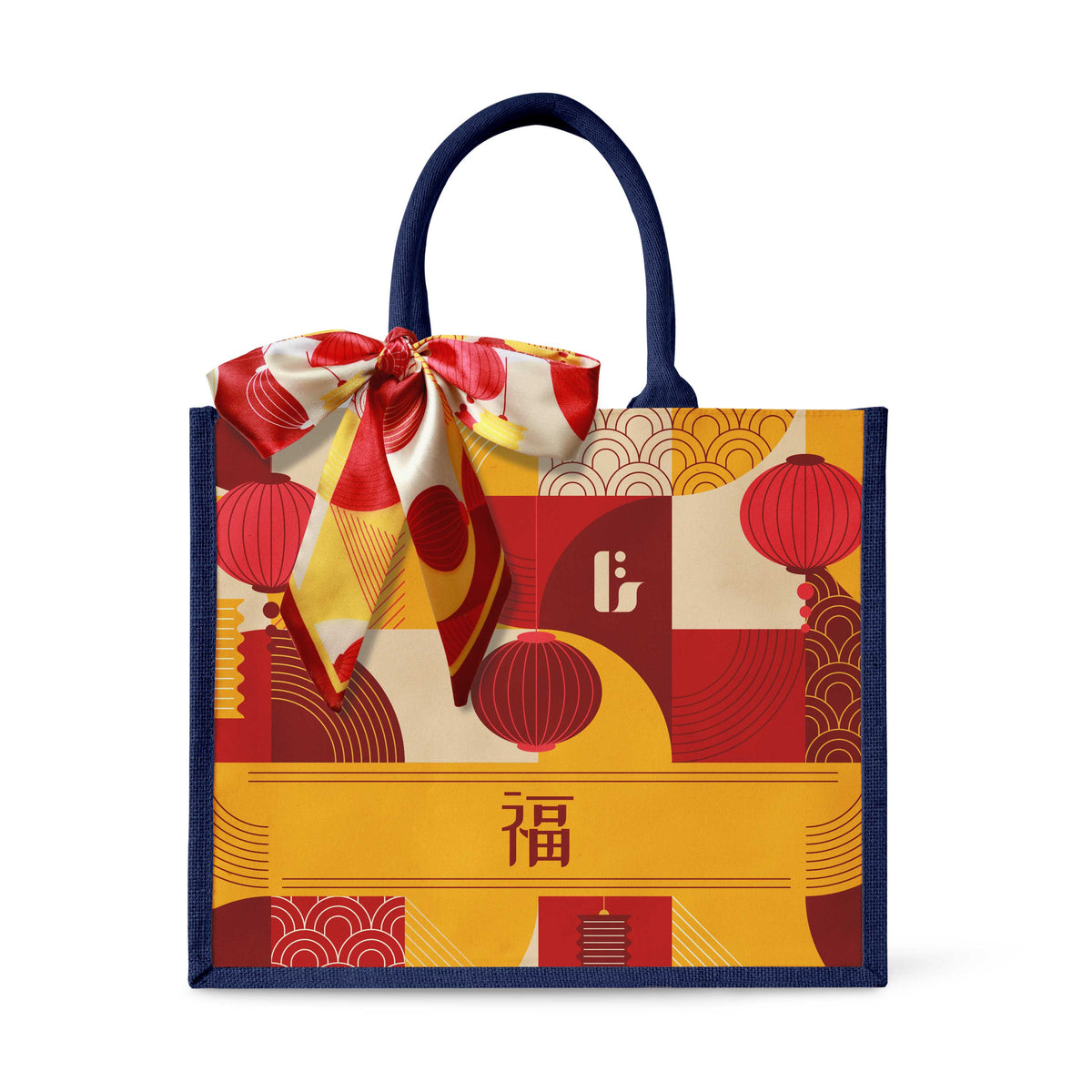 Lunar Blessing Red Design Tote Bag