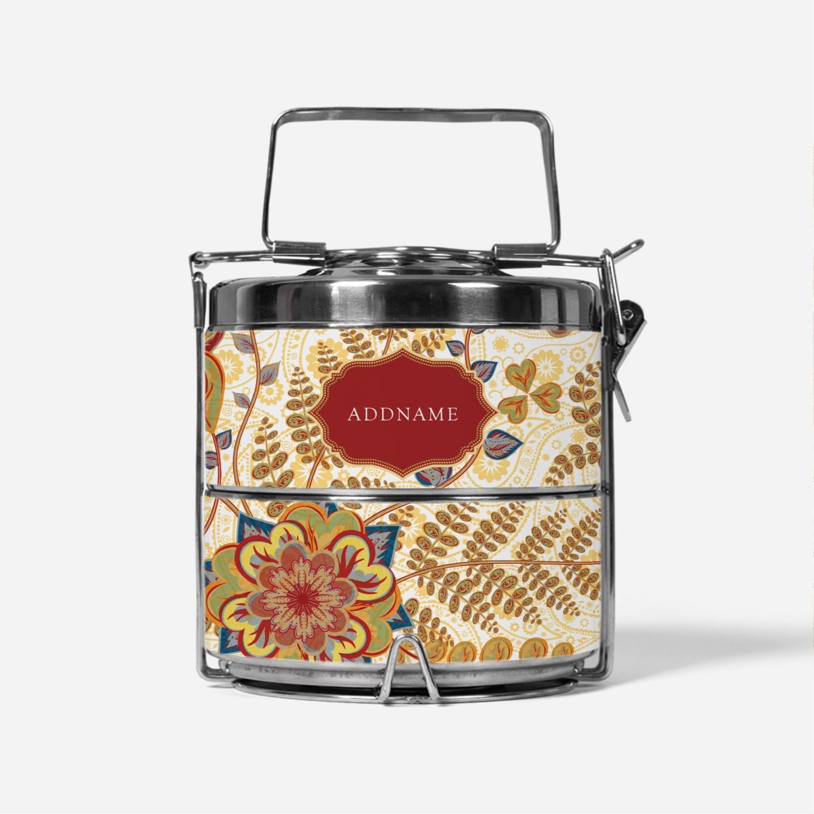 Batik Mawar - Lunch Tote Bag with Two-Tier Tiffin Carrier