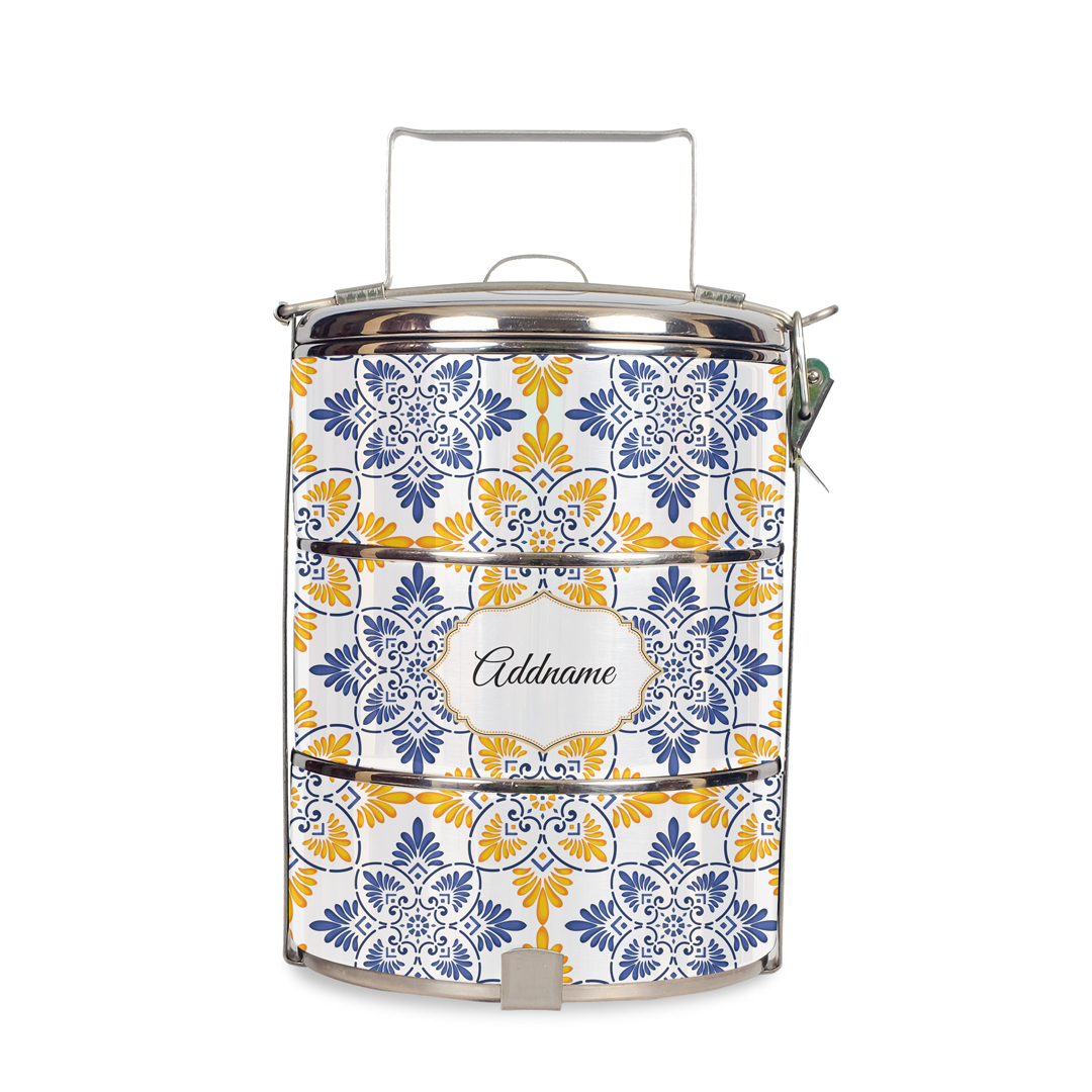 Moroccan Series - Arabesque Butter Blue  - Three-Tier Tiffin Carrier