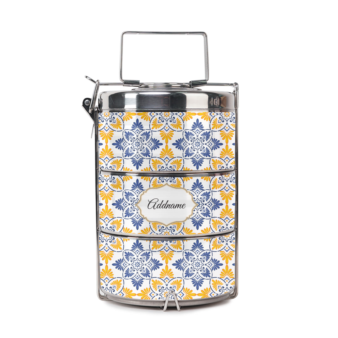 Moroccan Series - Arabesque Butter Blue  - Three-Tier Tiffin Carrier