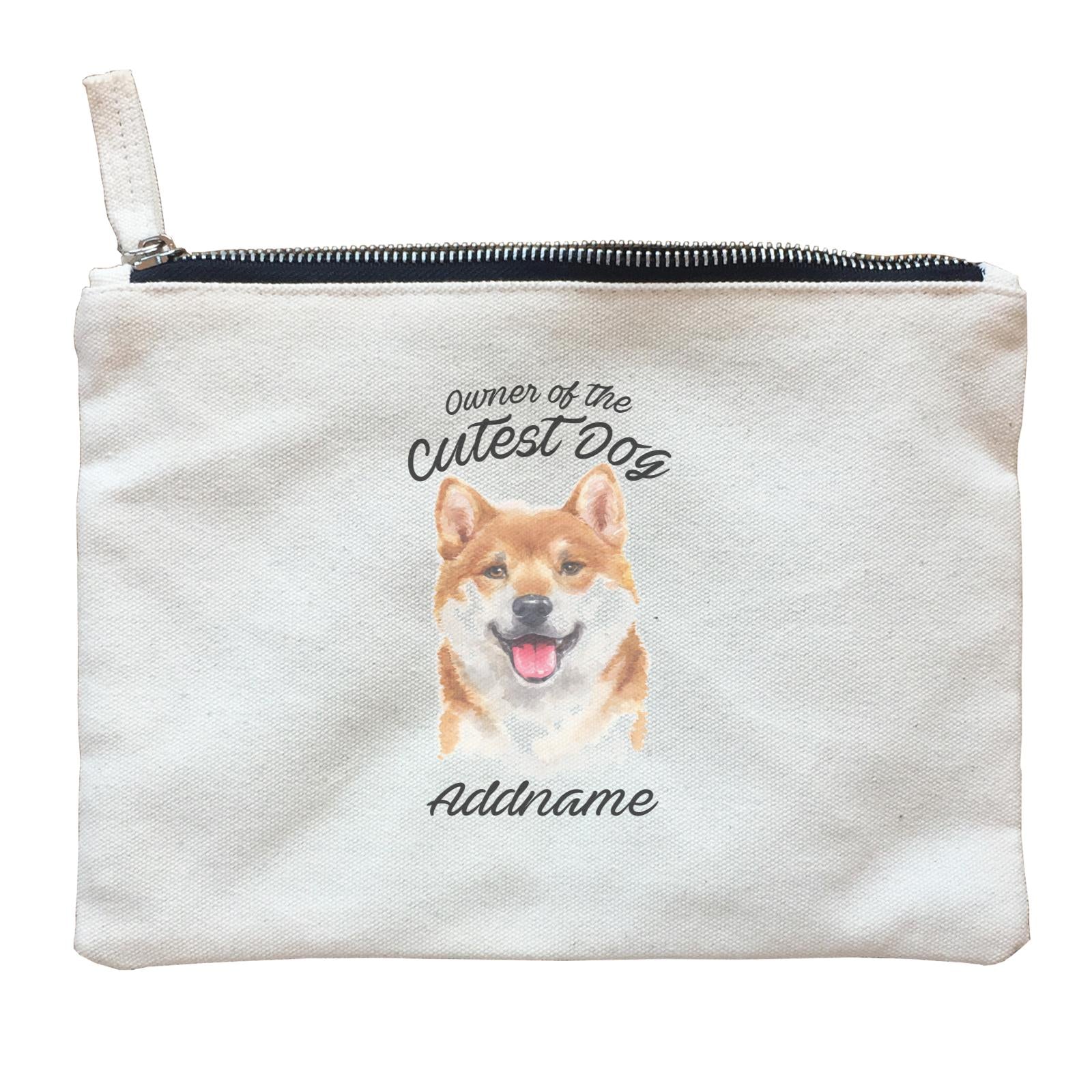 Watercolor Dog Owner Of The Cutest Dog Shiba Inu Addname Zipper Pouch