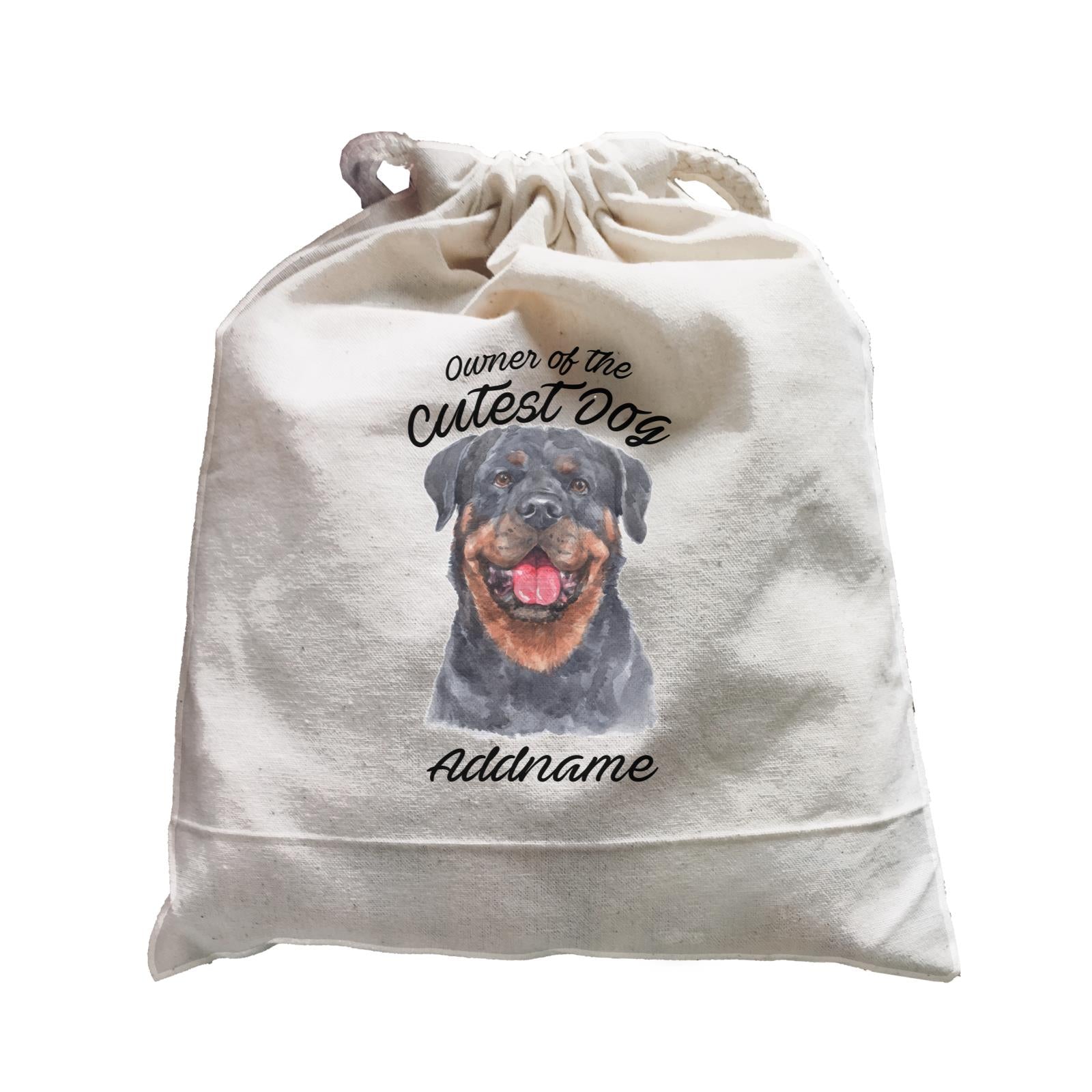 Watercolor Dog Owner Of The Cutest Dog Rottweiler Happy Addname Satchel