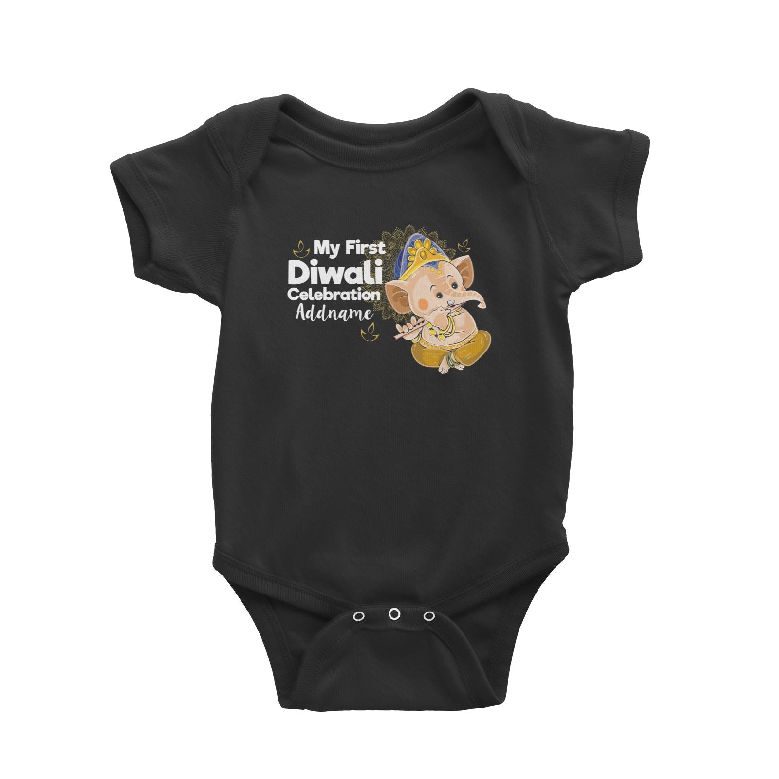 Cute Ganesha My First Diwali Celebration Addname Baby Romper