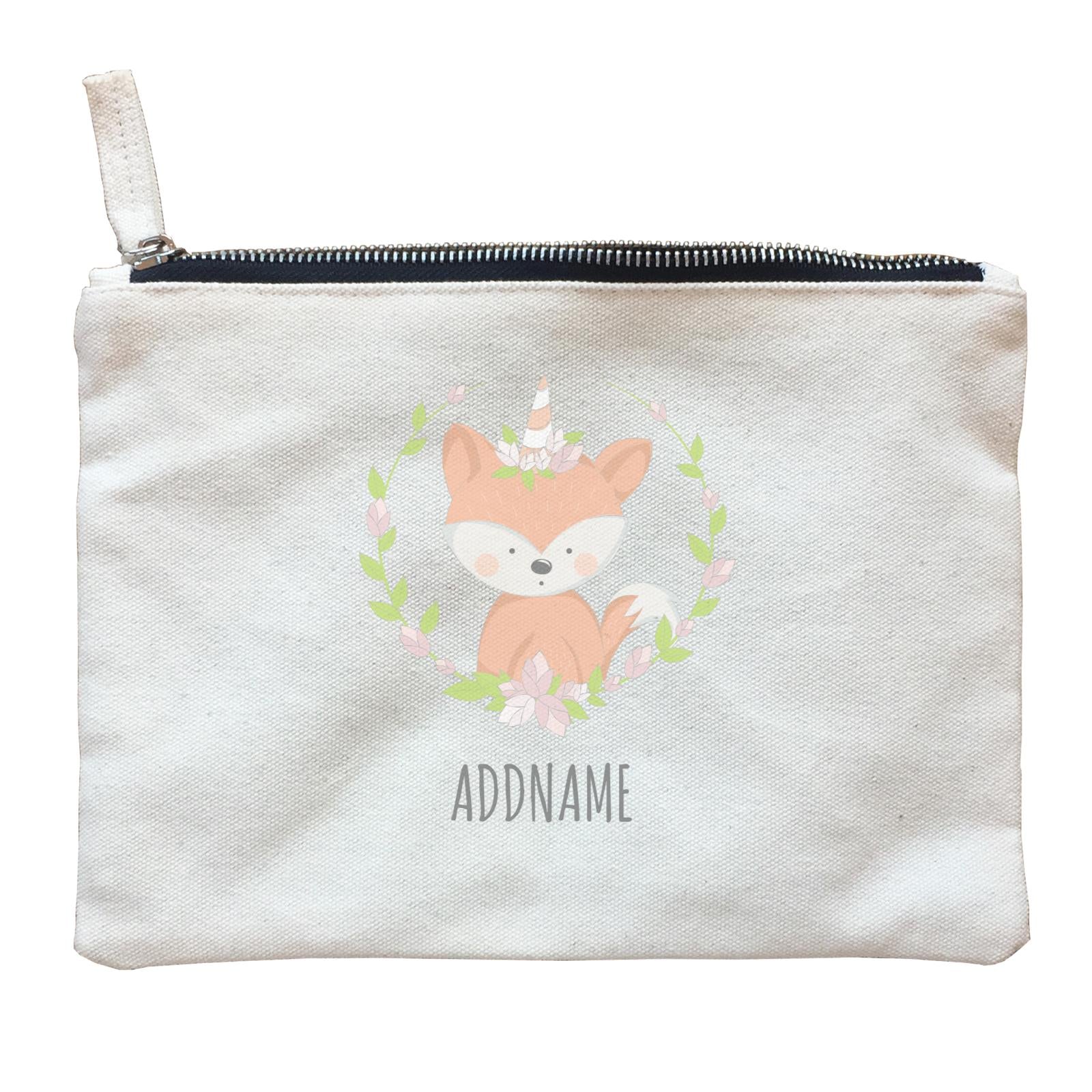 Sweet Wreath Fox Addname Zipper Pouch