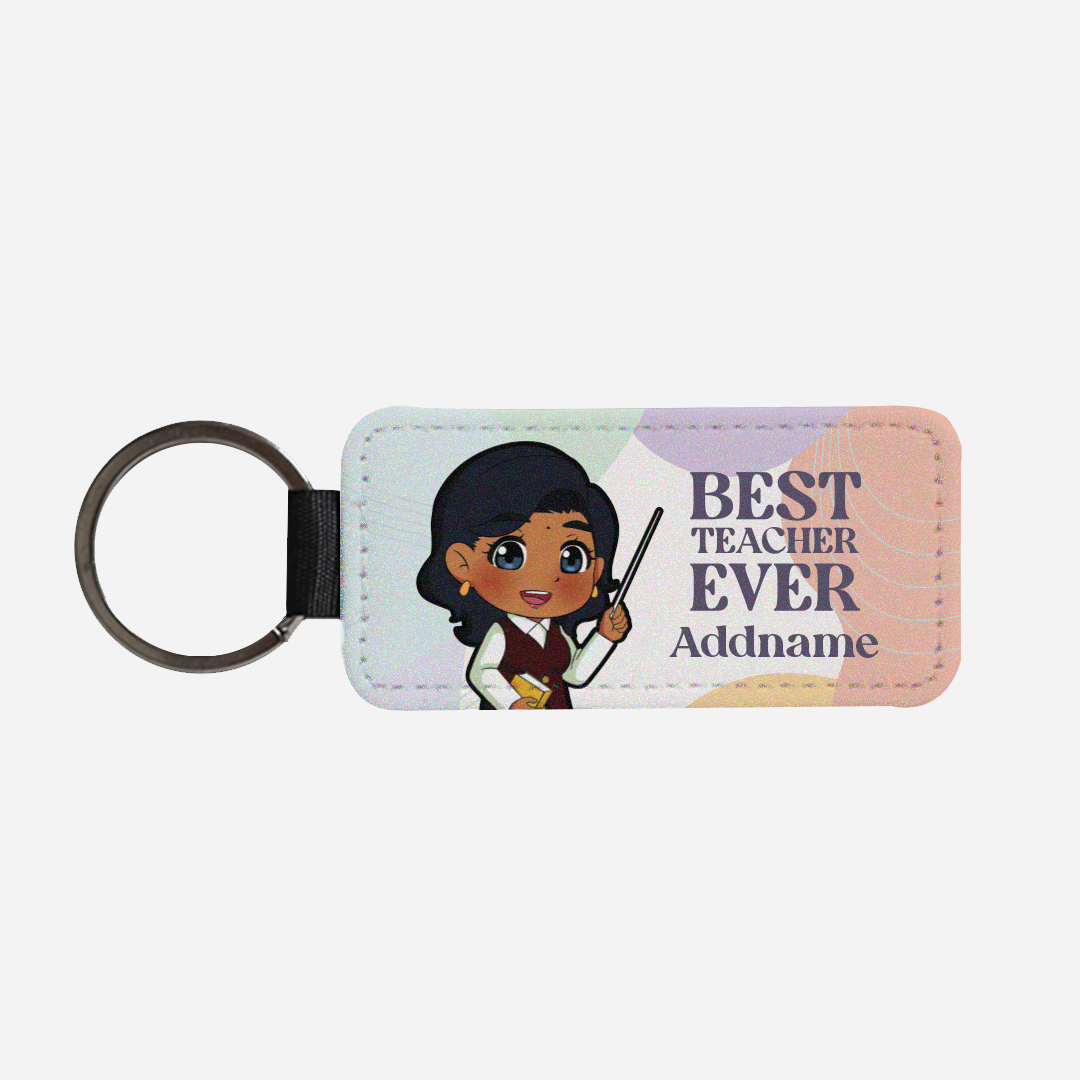 Chibi Best Teacher Ever Pastel Melody - Indian Female Teacher Classic Keychain