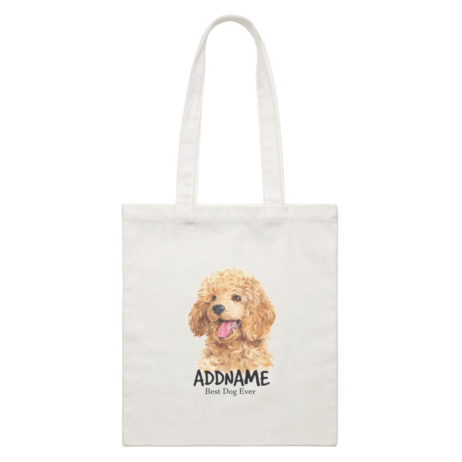 Watercolor Dog Poodle Gold Best Dog Ever Addname White Canvas Bag