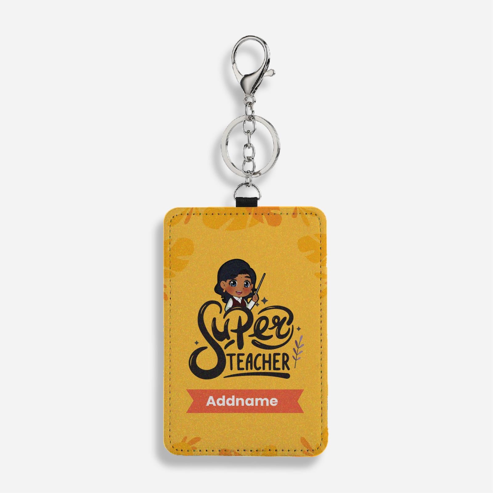 Chibi Super Teacher Indian Female Teacher Cardholder Keychain