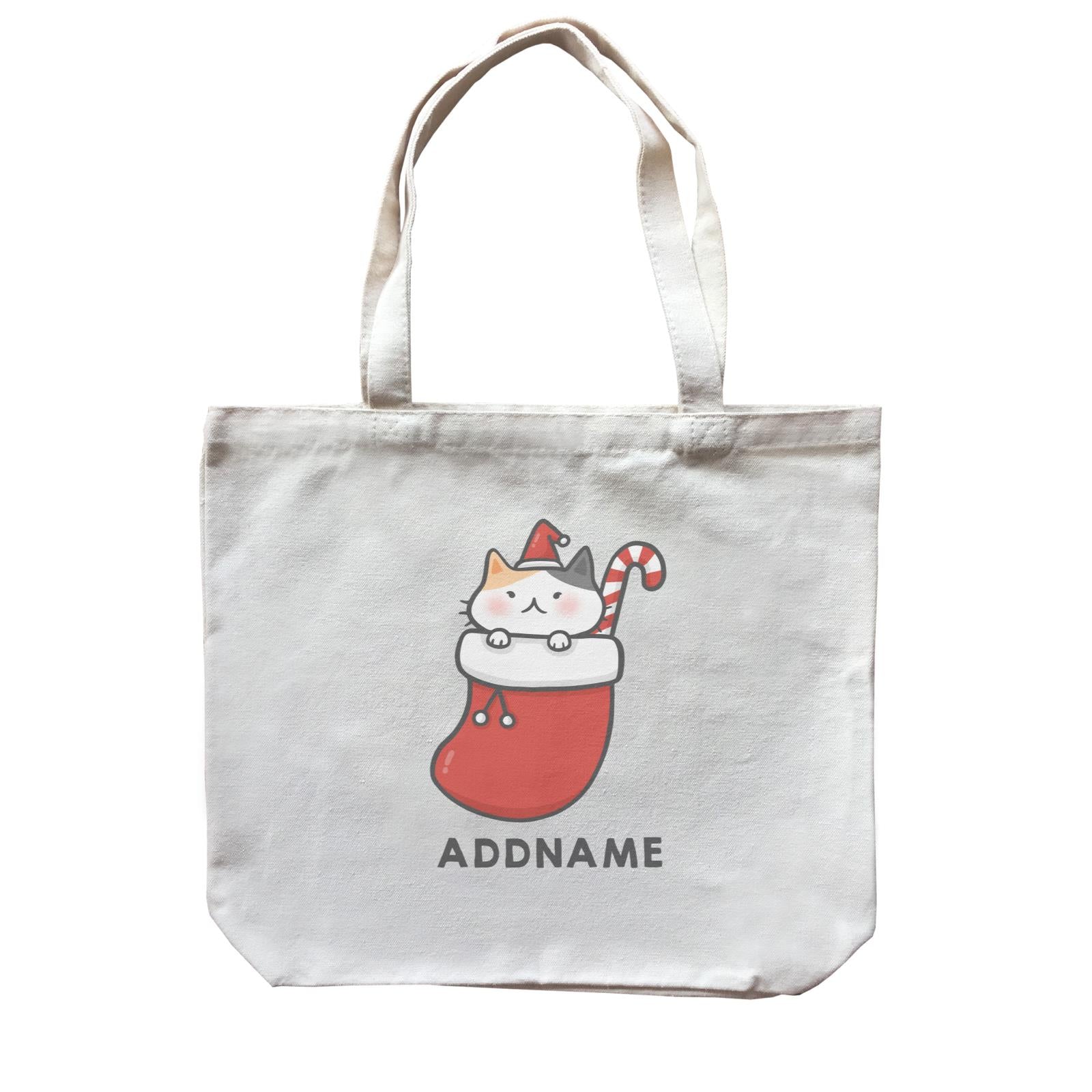 Xmas Cute Cat In Christmas Sock Addname Accessories Canvas Bag