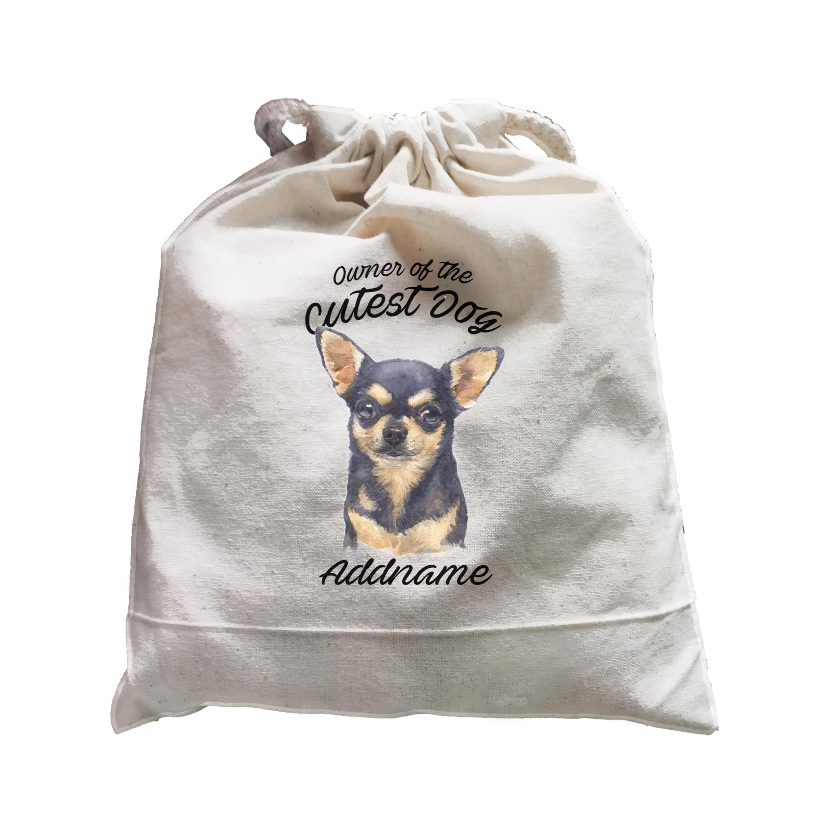 Watercolor Dog Owner Of The Cutest Dog Chihuahua Black Addname Satchel