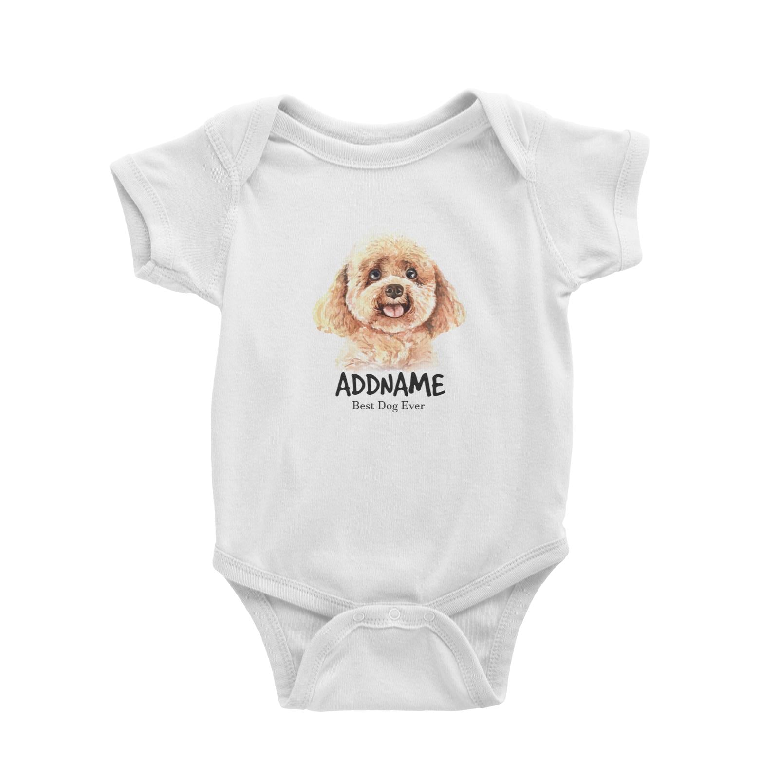 Watercolor Dog Poodle Dog Best Dog Ever Addname Baby Romper