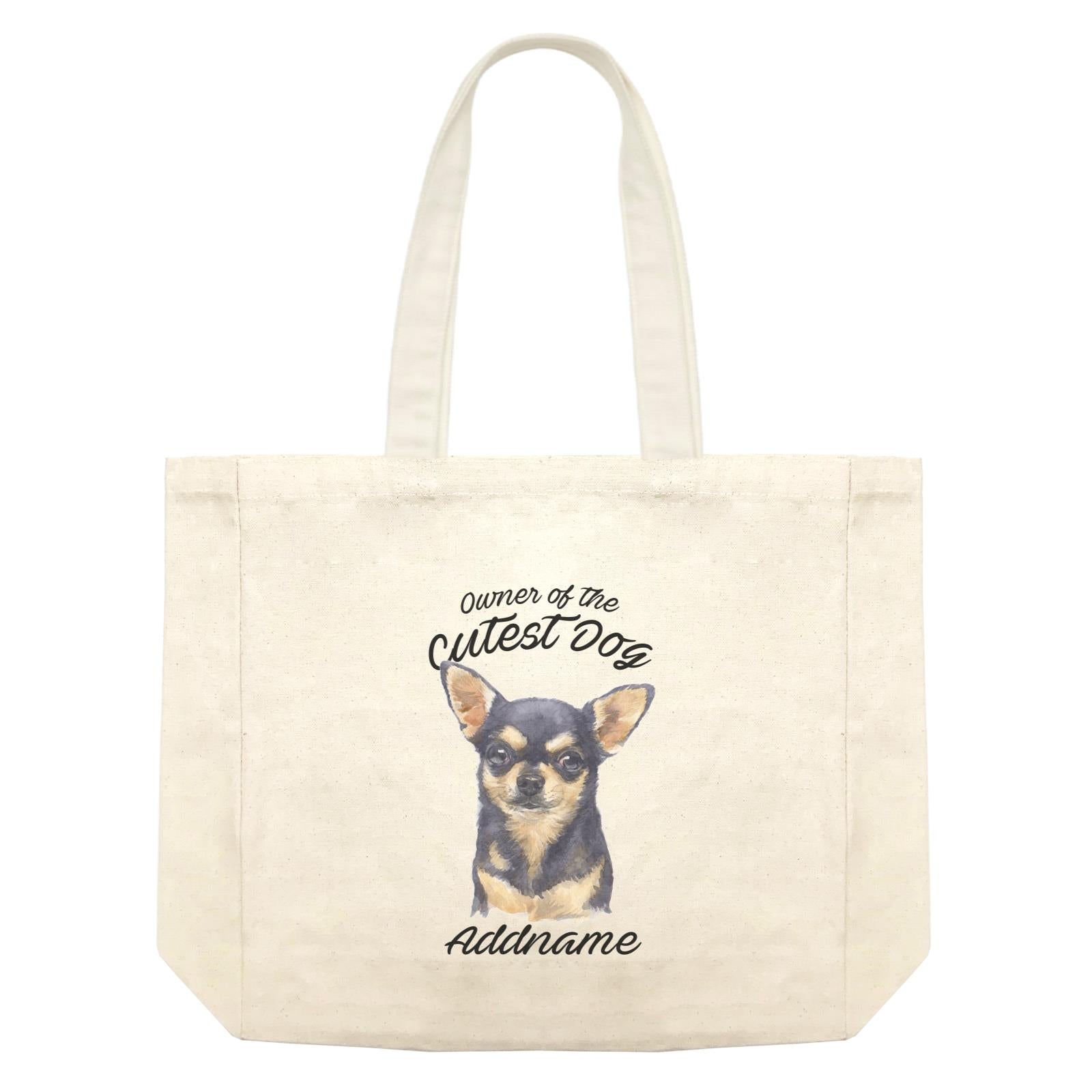 Watercolor Dog Owner Of The Cutest Dog Chihuahua Black Addname Shopping Bag