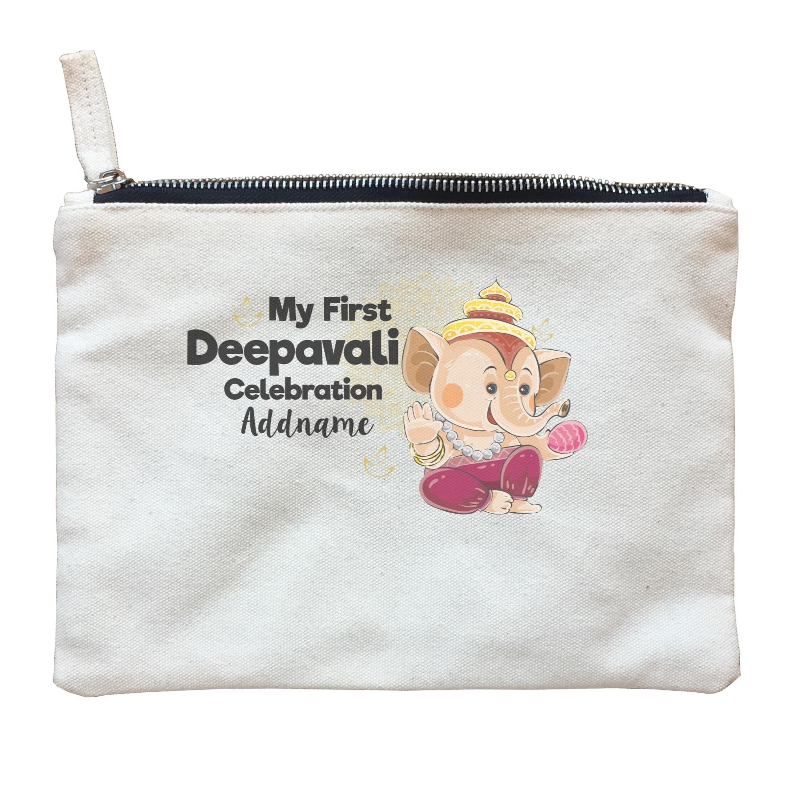 Cute Ganesha My First Diwali Celebration Addname Zipper Pouch