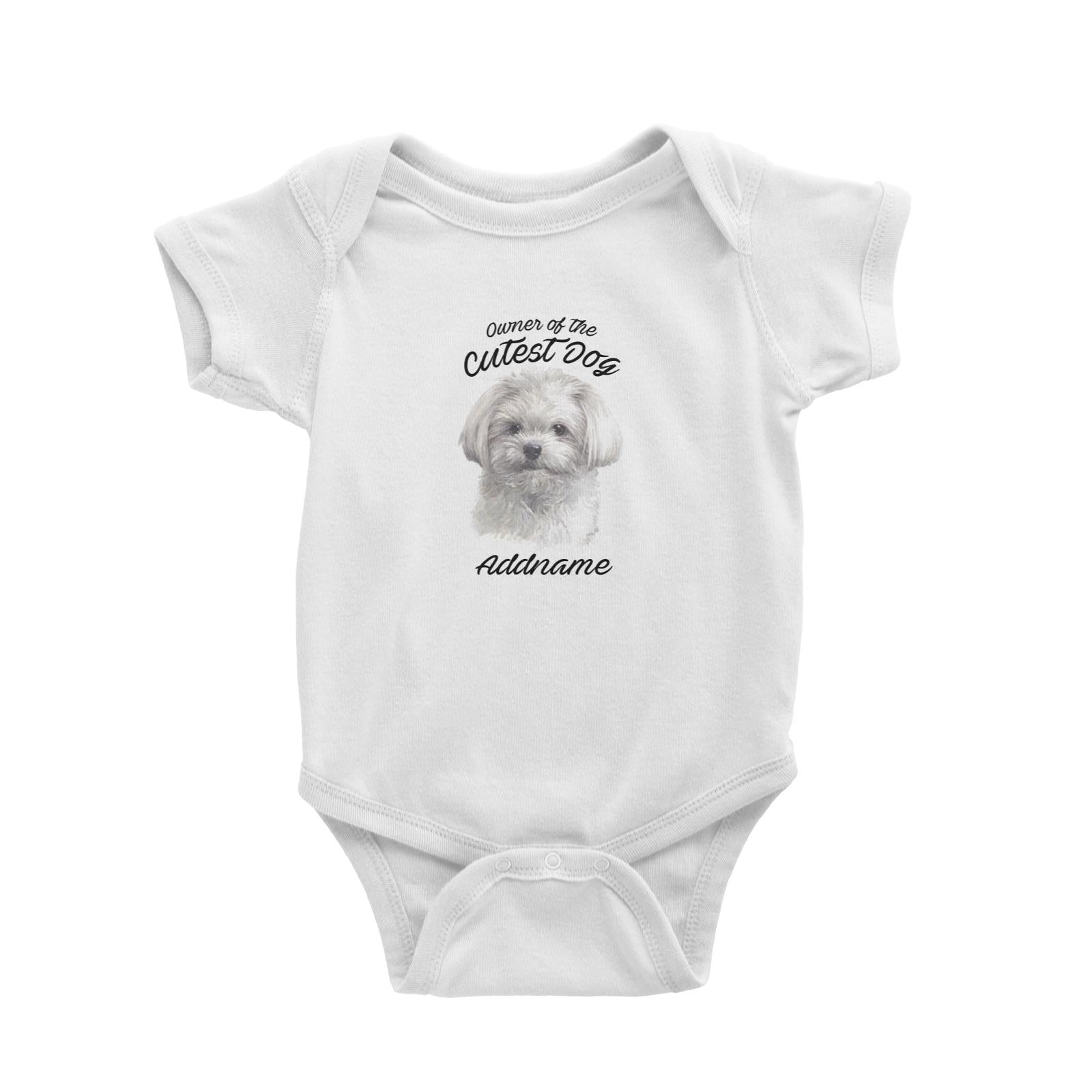 Watercolor Dog Owner Of The Cutest Dog Maltese White Addname Baby Romper