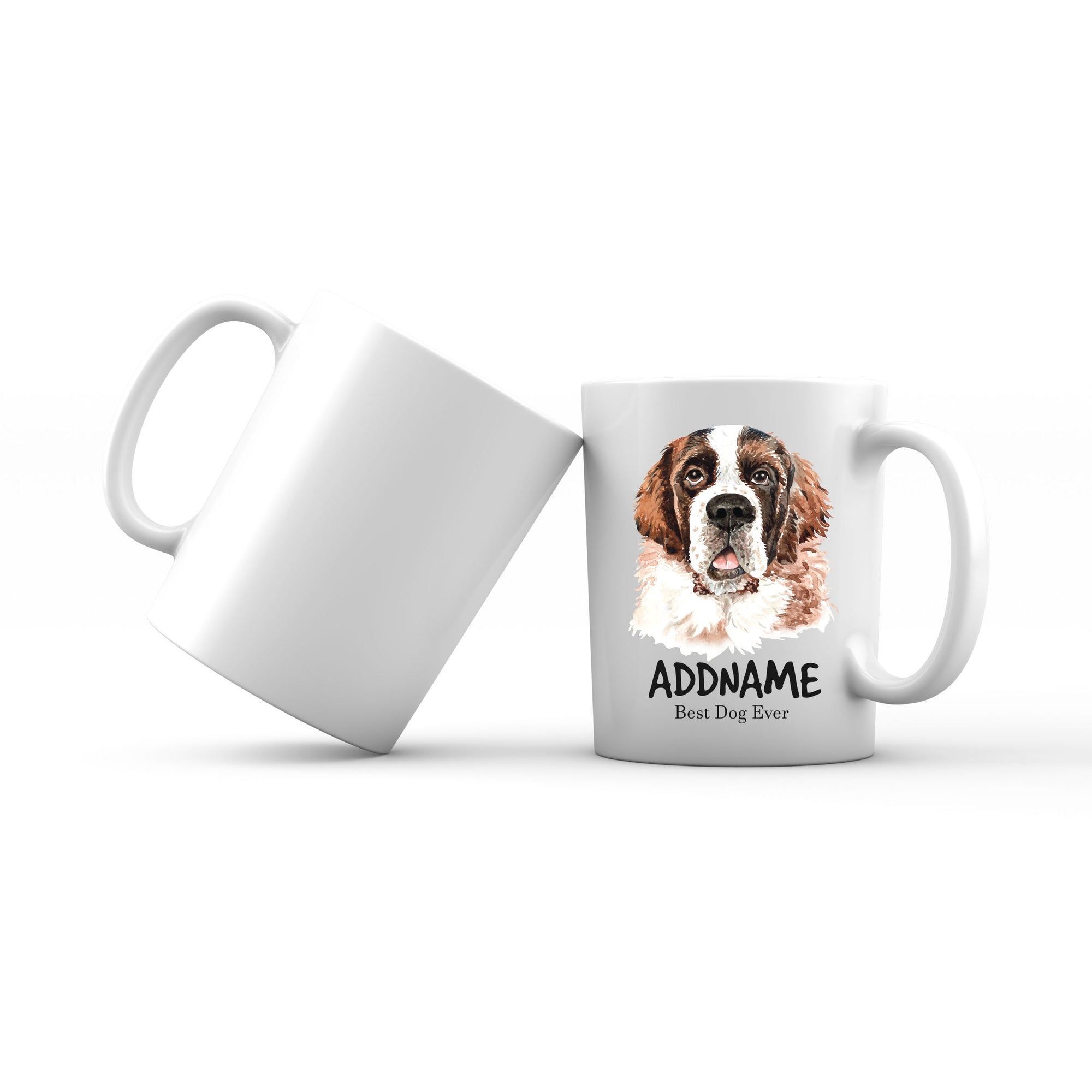 Watercolor Dog Saint Bernard Front Best Dog Ever Addname Mug