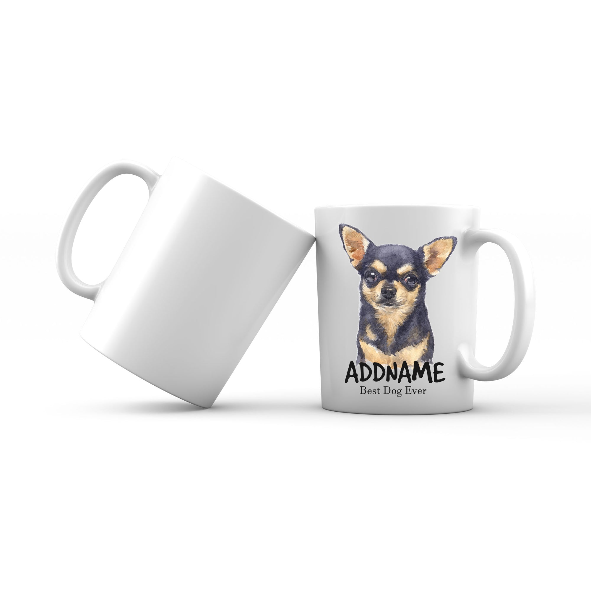 Watercolor Dog Chihuahua Black Best Dog Ever Addname Mug