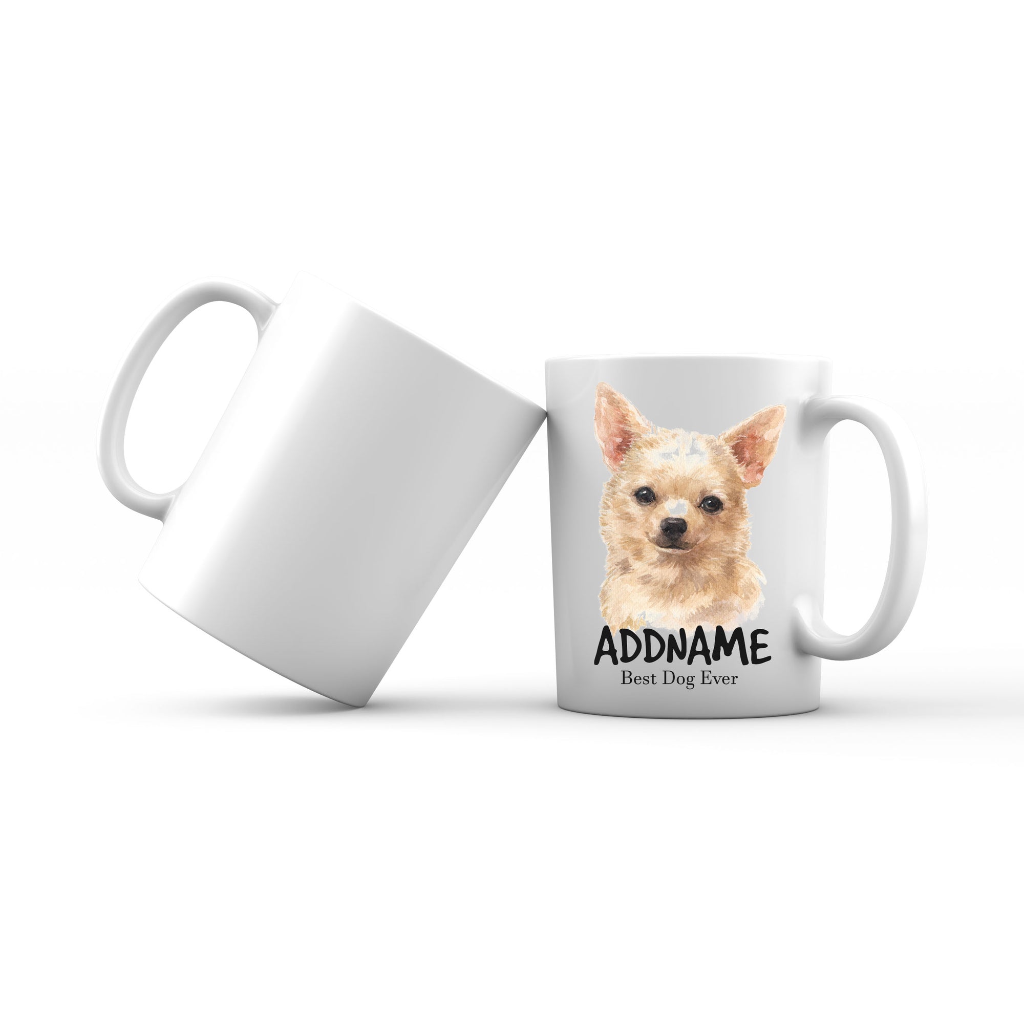 Watercolor Dog Chihuahua Brown Best Dog Ever Addname Mug