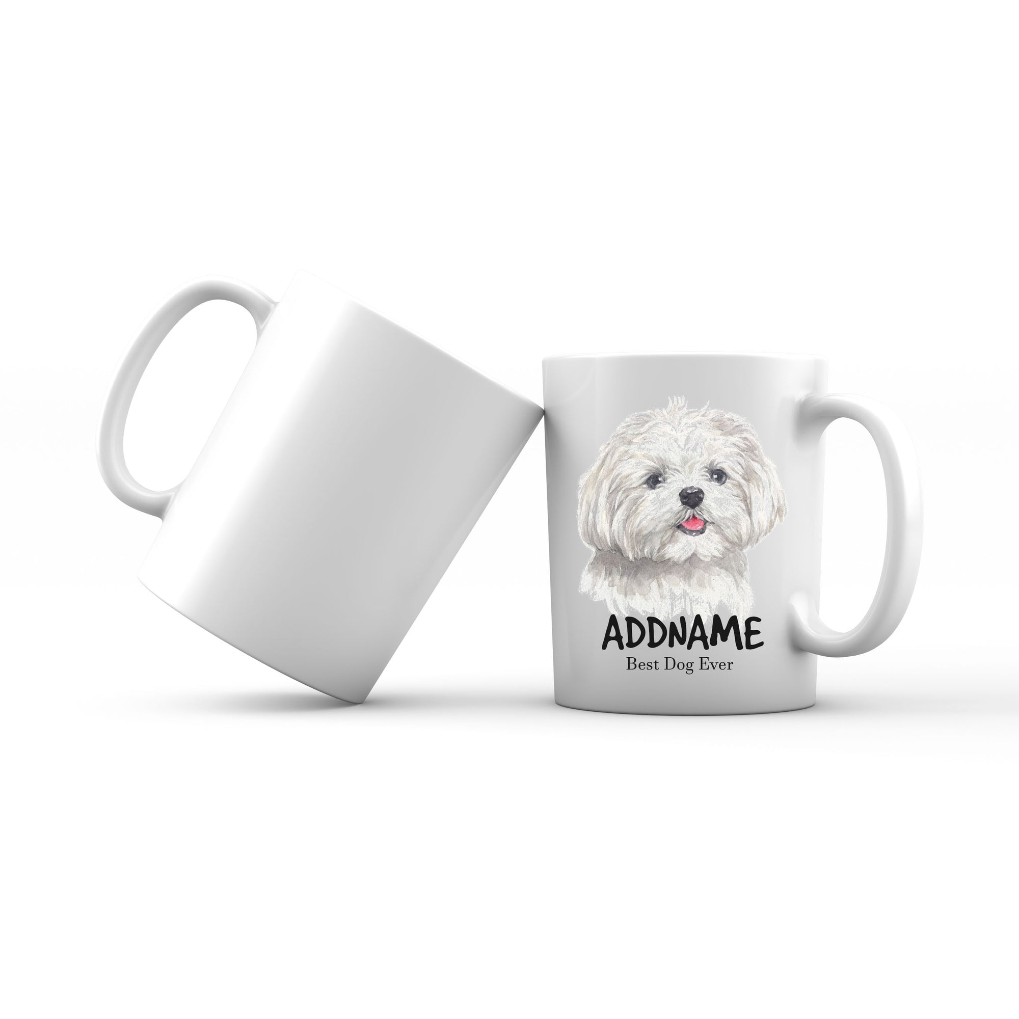 Watercolor Dog Maltese Best Dog Ever Addname Mug