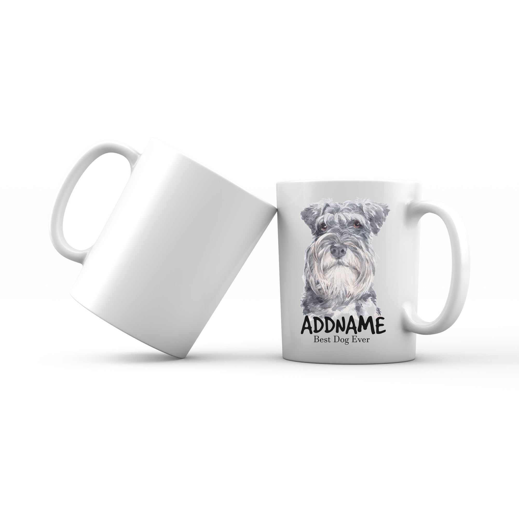 Watercolor Dog Schnauzer Long Hair Best Dog Ever Addname Mug