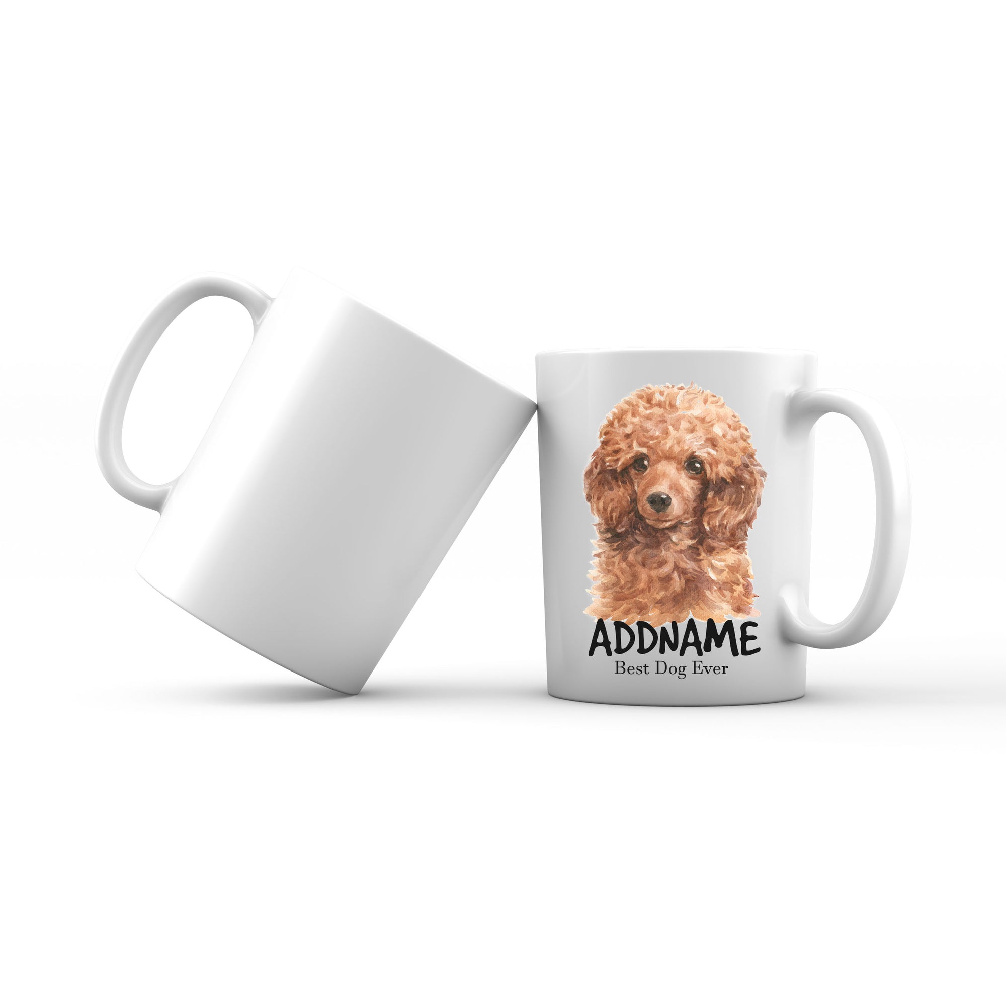 Watercolor Dog Poodle Brown Best Dog Ever Addname Mug