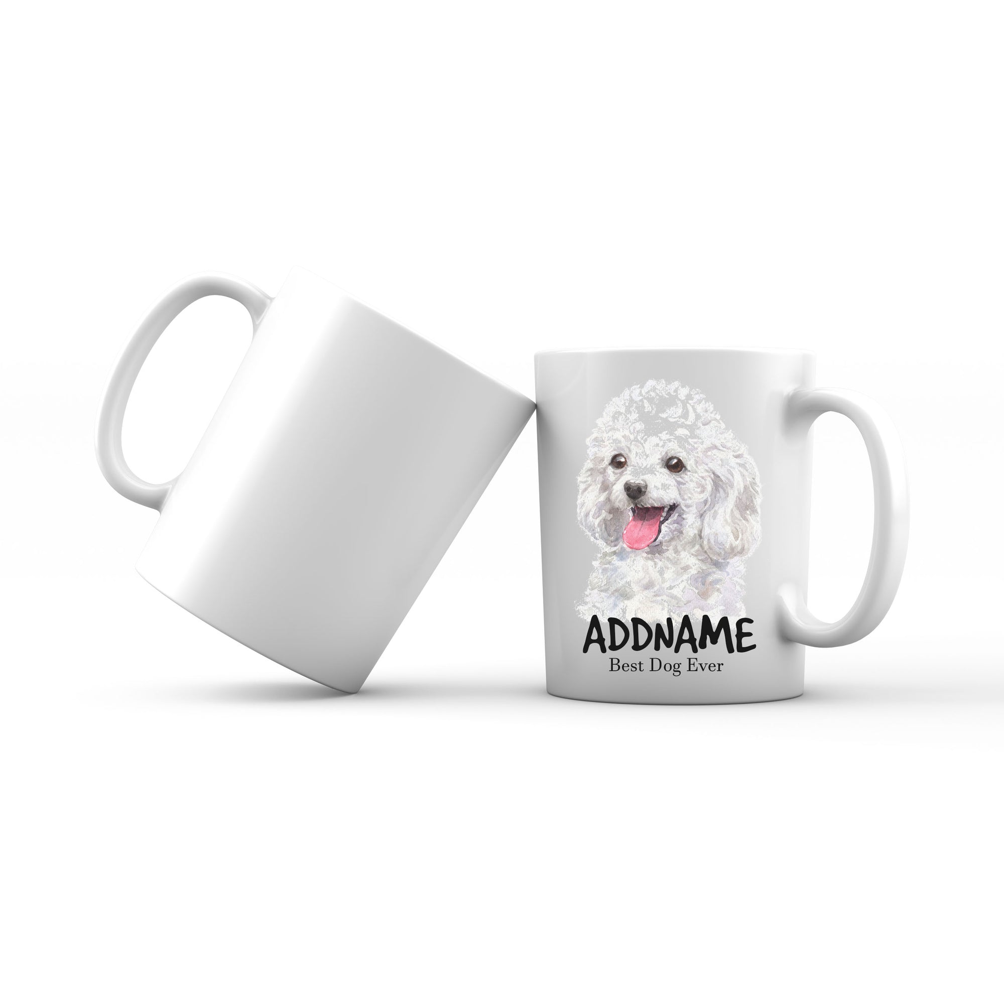 Watercolor Dog Poodle White Best Dog Ever Addname Mug