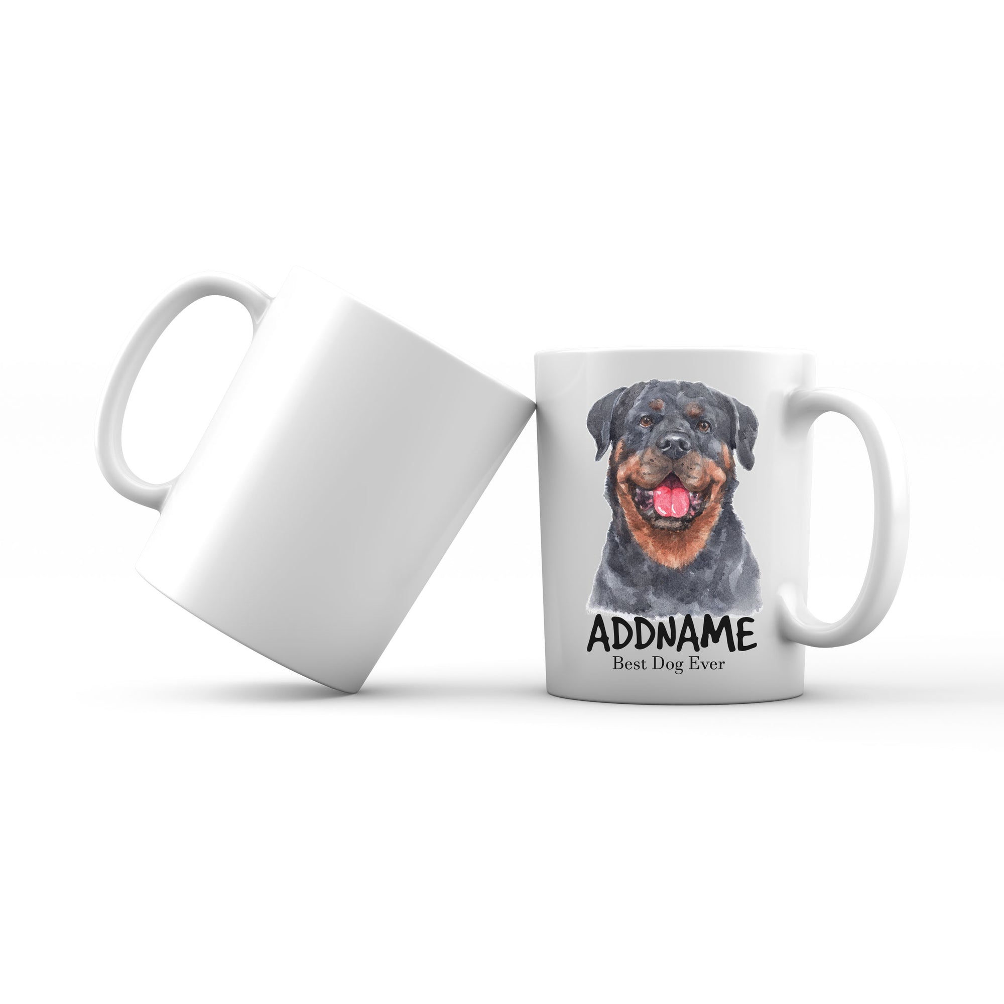 Watercolor Dog Rottweiler Front Best Dog Ever Addname Mug