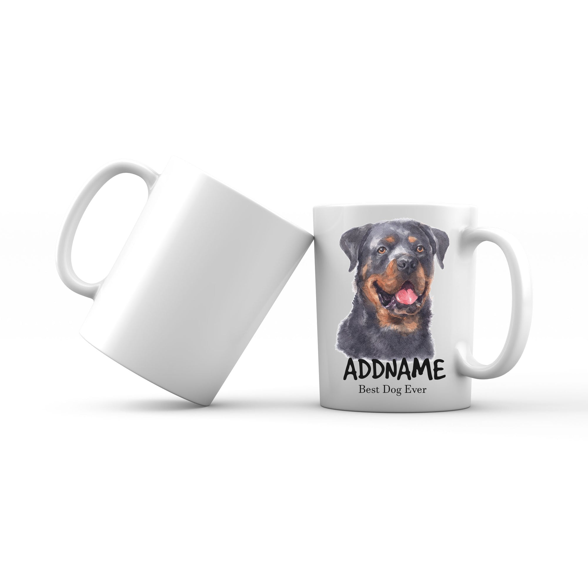 Watercolor Dog Rottweiler Smile Best Dog Ever Addname Mug