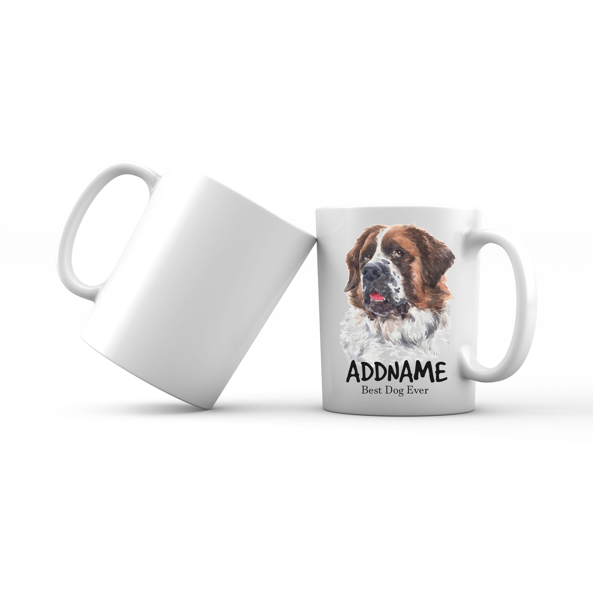 Watercolor Dog Saint Bernard Best Dog Ever Addname Mug