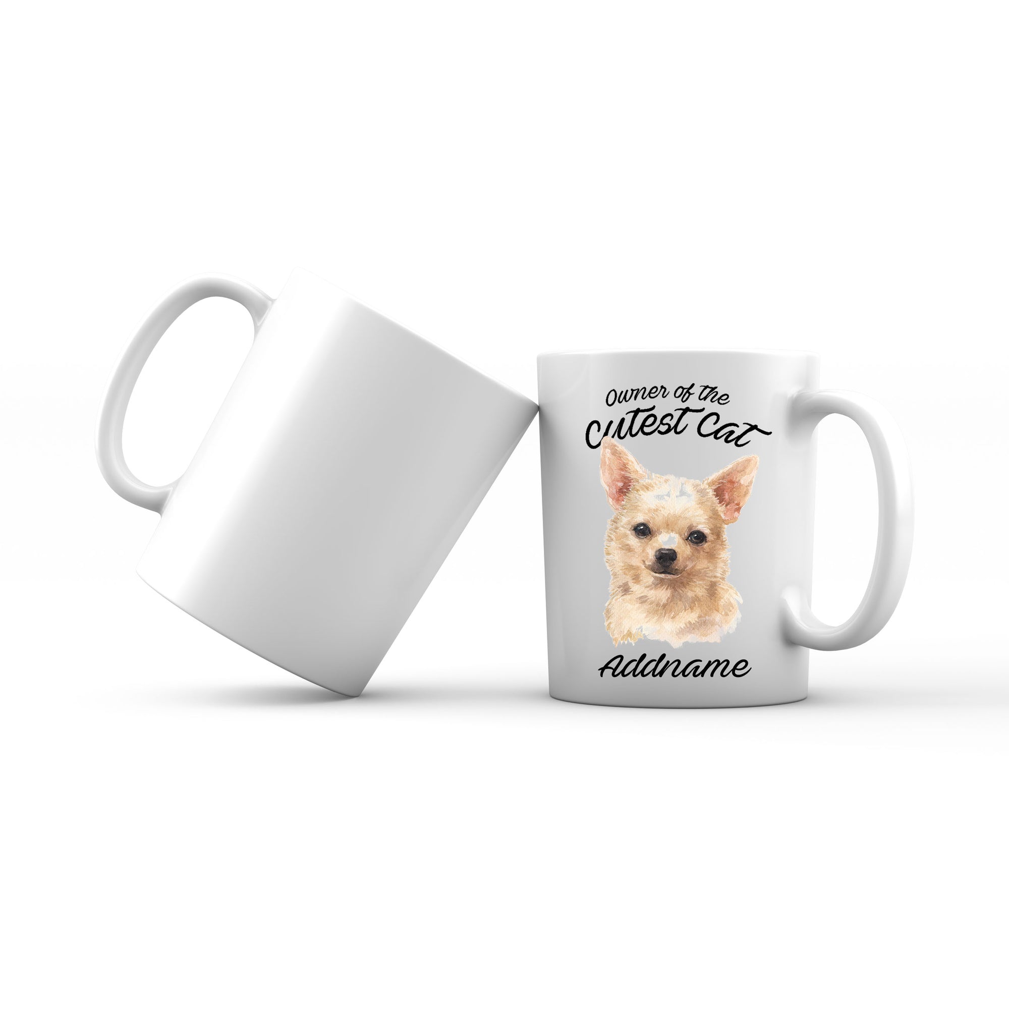 Watercolor Dog Owner Of The Cutest Dog Chihuahua Brown Addname Mug