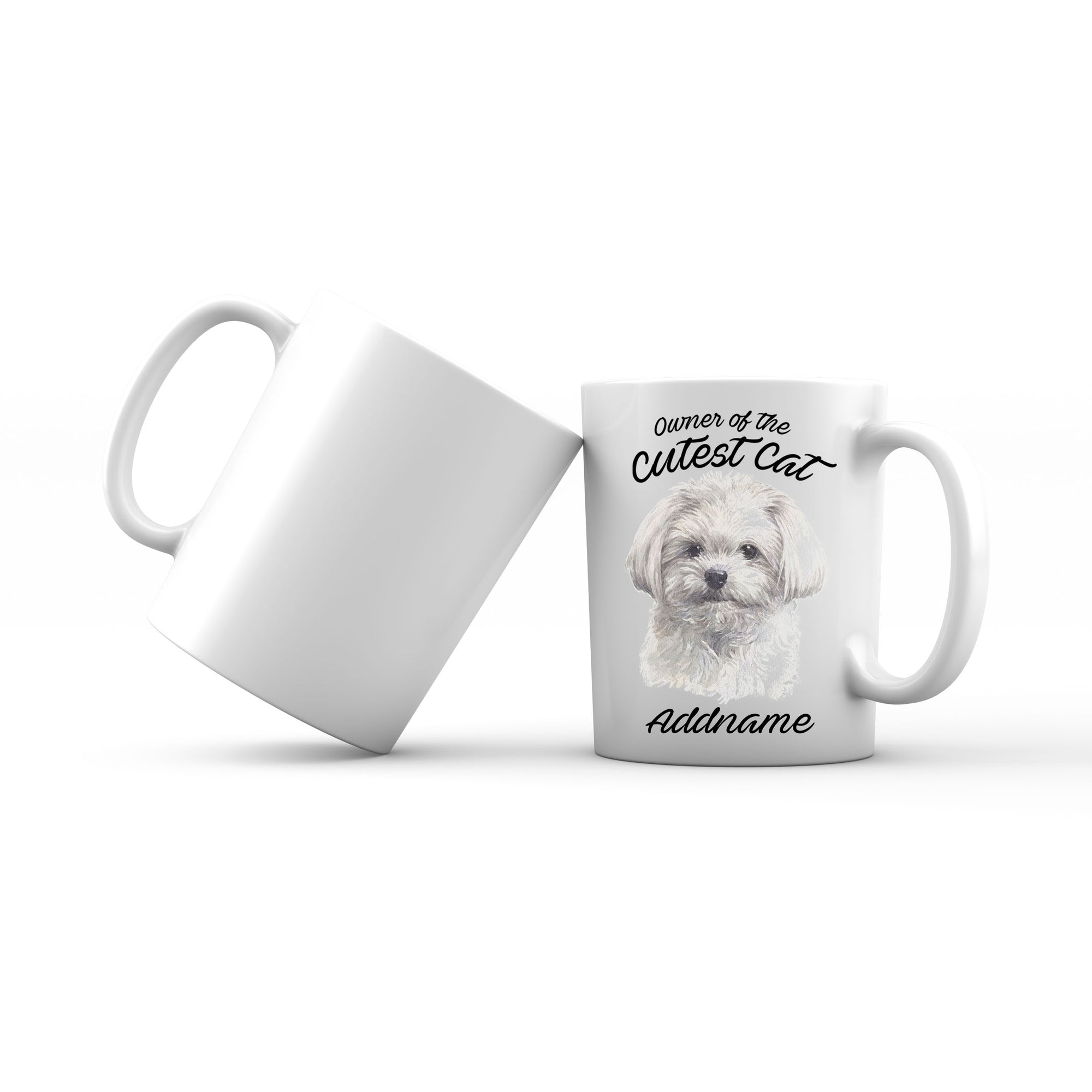 Watercolor Dog Owner Of The Cutest Dog Maltese White Addname Mug