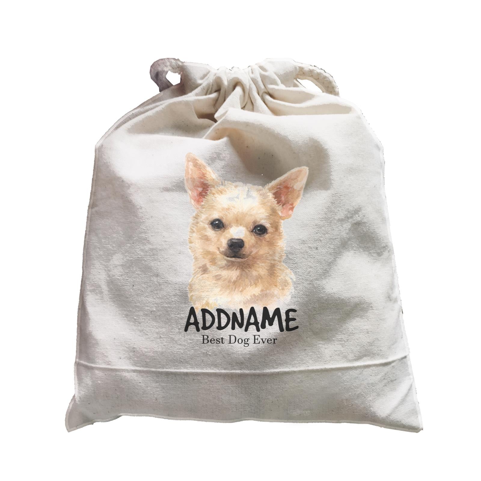 Watercolor Dog Chihuahua Brown Best Dog Ever Addname Satchel