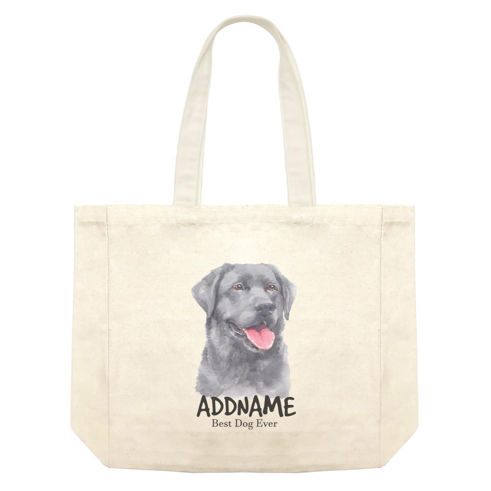 Watercolor Dog Labrador Black Best Dog Ever Addname Shopping Bag