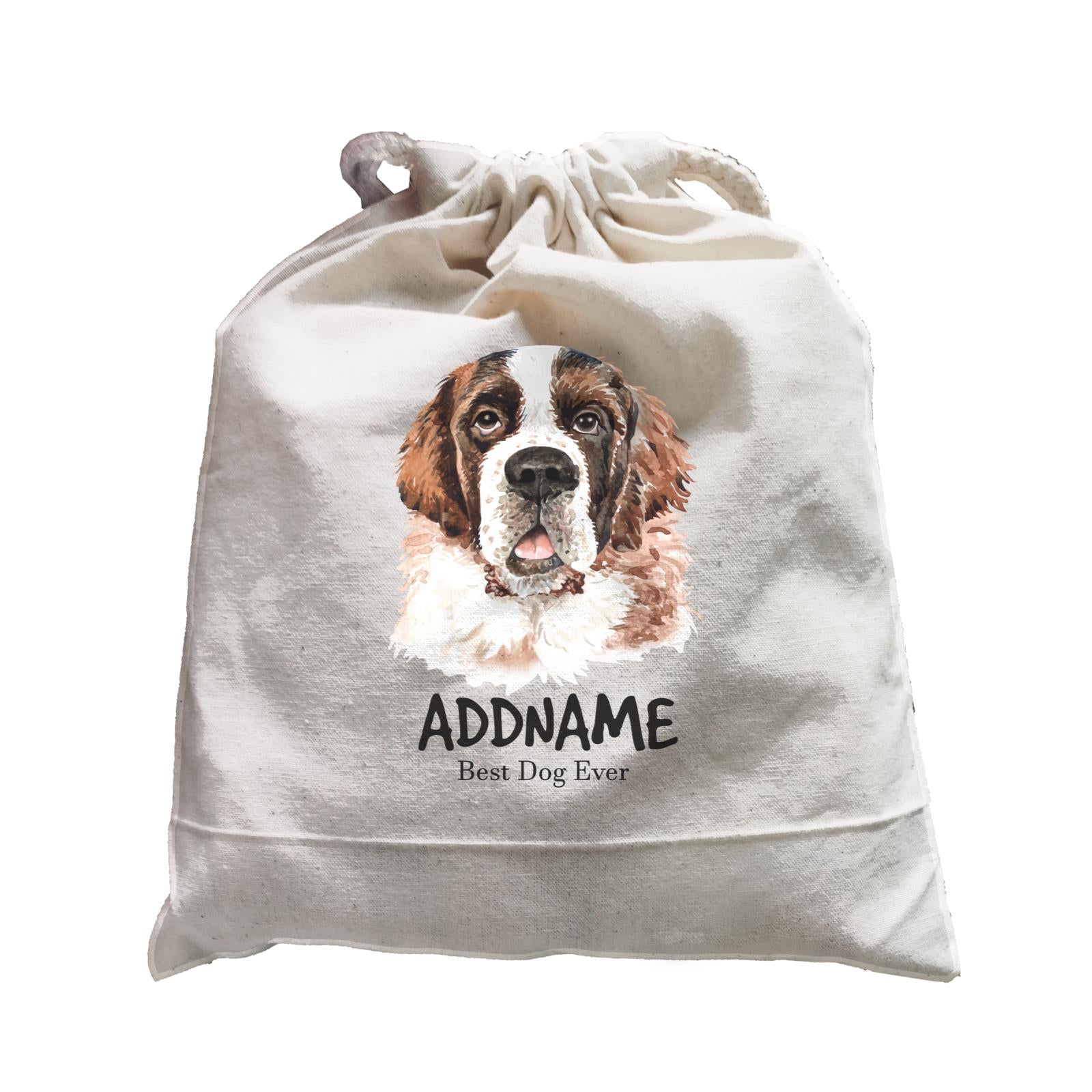 Watercolor Dog Saint Bernard Front Best Dog Ever Addname Satchel