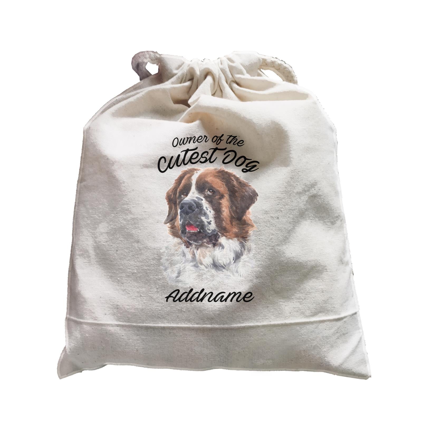 Watercolor Dog Owner Of The Cutest Dog Saint Bernard Addname Satchel