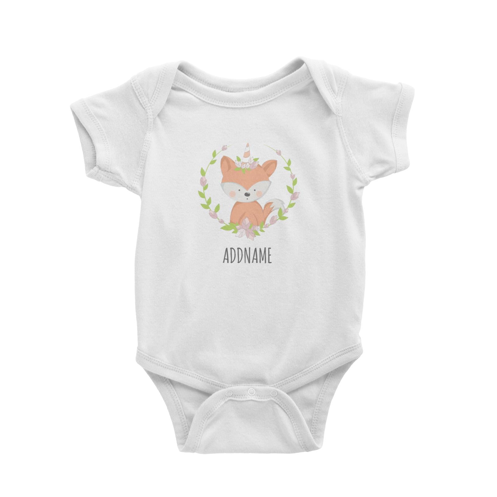 Sweet Wreath Fox Addname Baby Romper