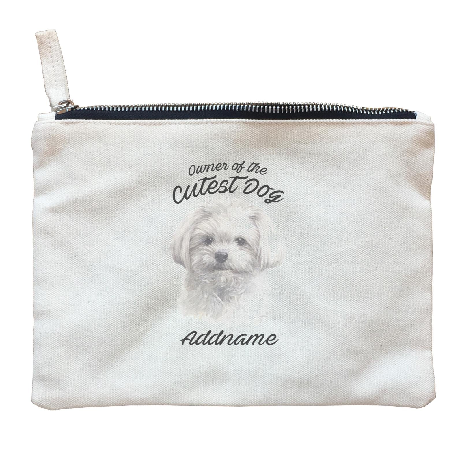 Watercolor Dog Owner Of The Cutest Dog Maltese White Addname Zipper Pouch