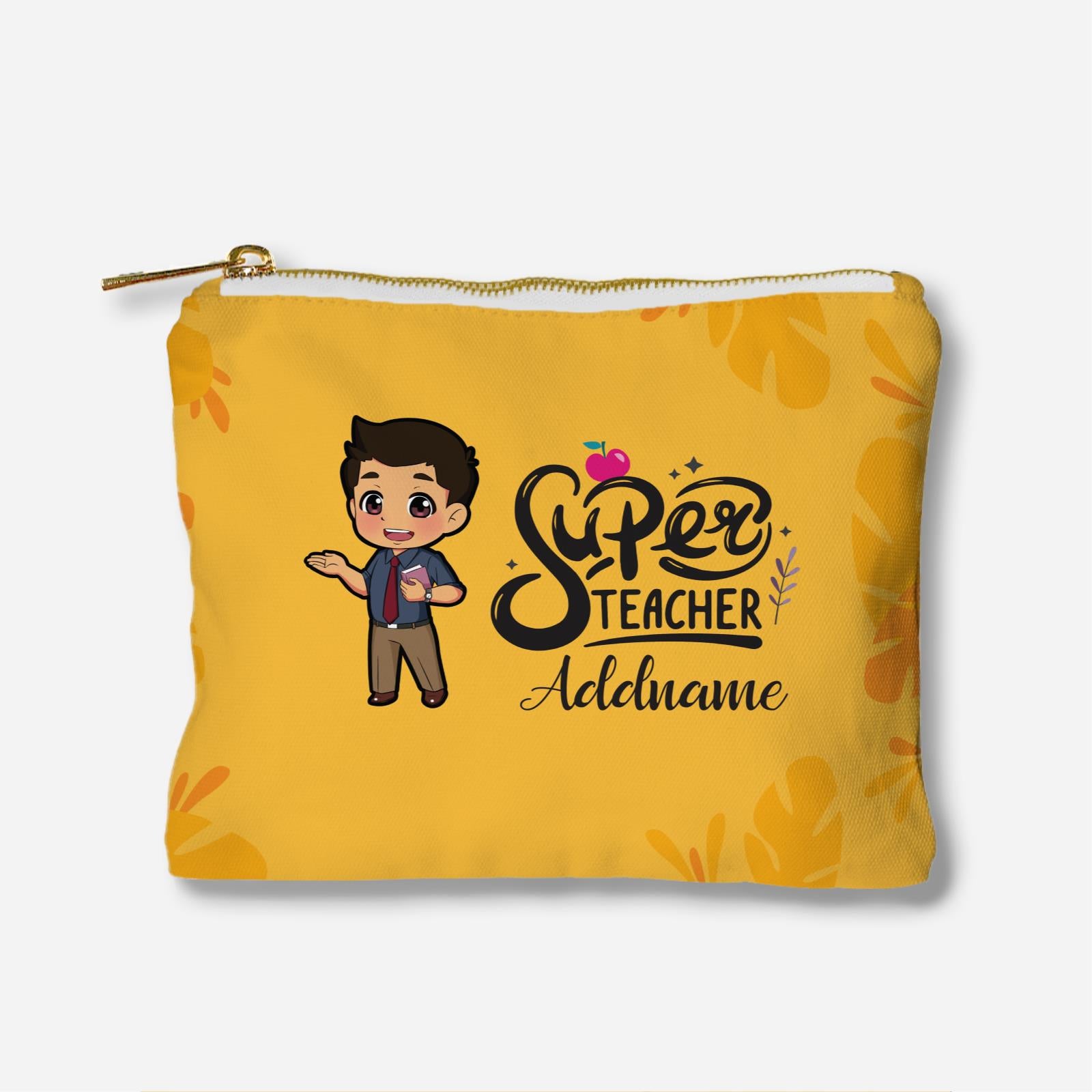 Chibi Super Teacher Malay Male Teacher Full Print Zipper Pouch