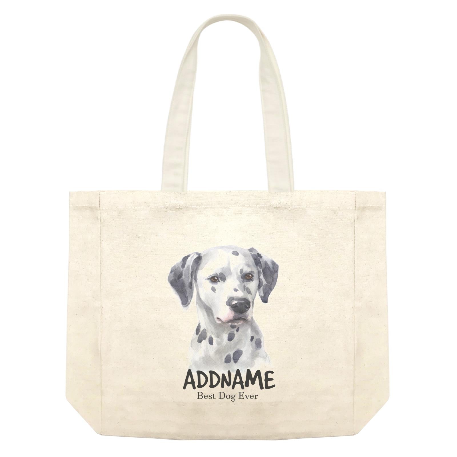 Watercolor Dog Dalmatian Best Dog Ever Addname Shopping Bag