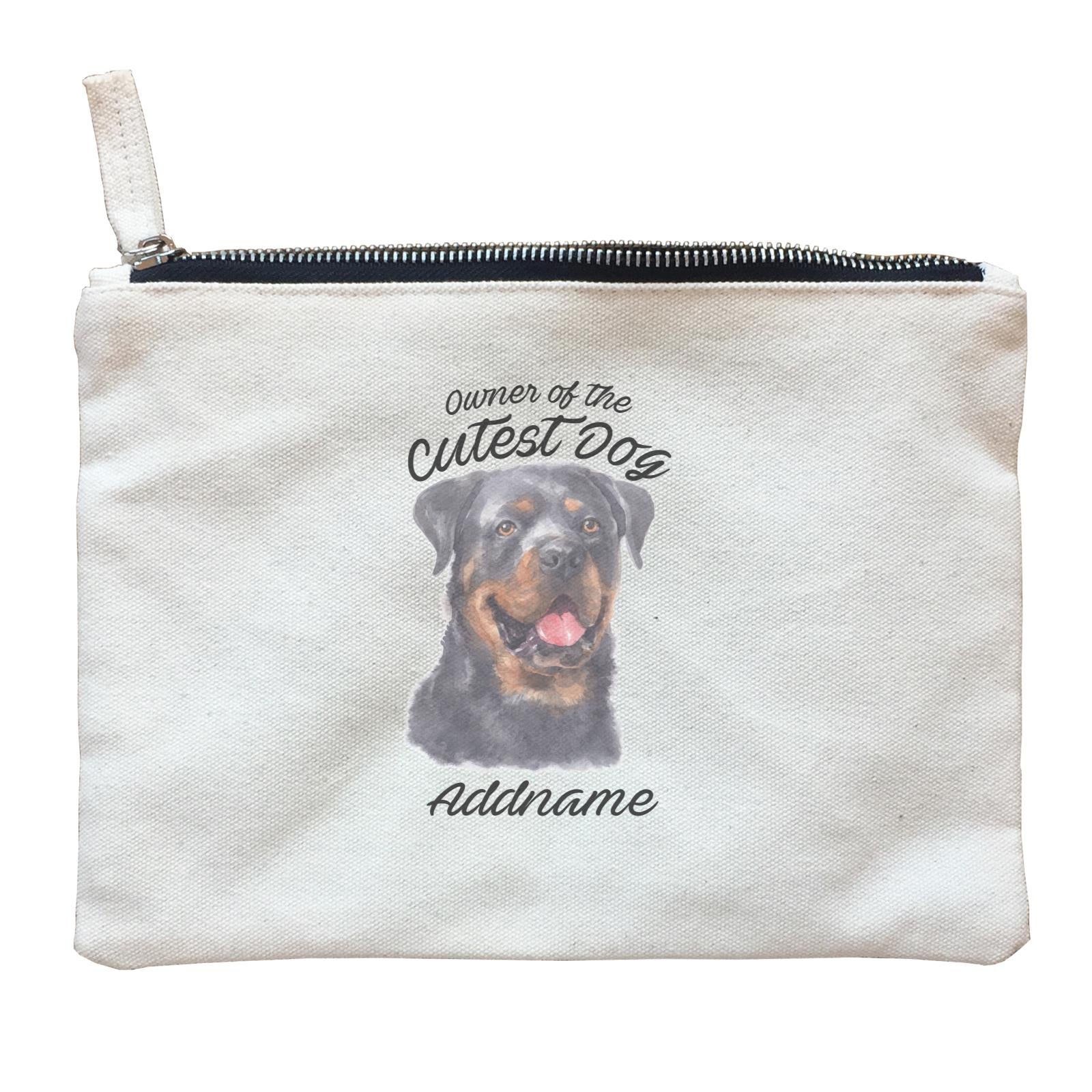 Watercolor Dog Owner Of The Cutest Dog Rottweiler Addname Zipper Pouch