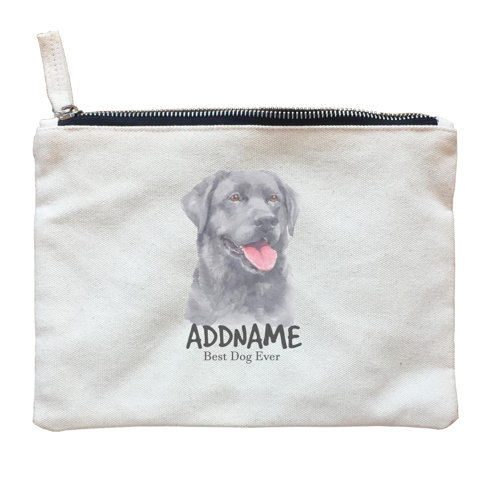 Watercolor Dog Labrador Black Best Dog Ever Addname Zipper Pouch