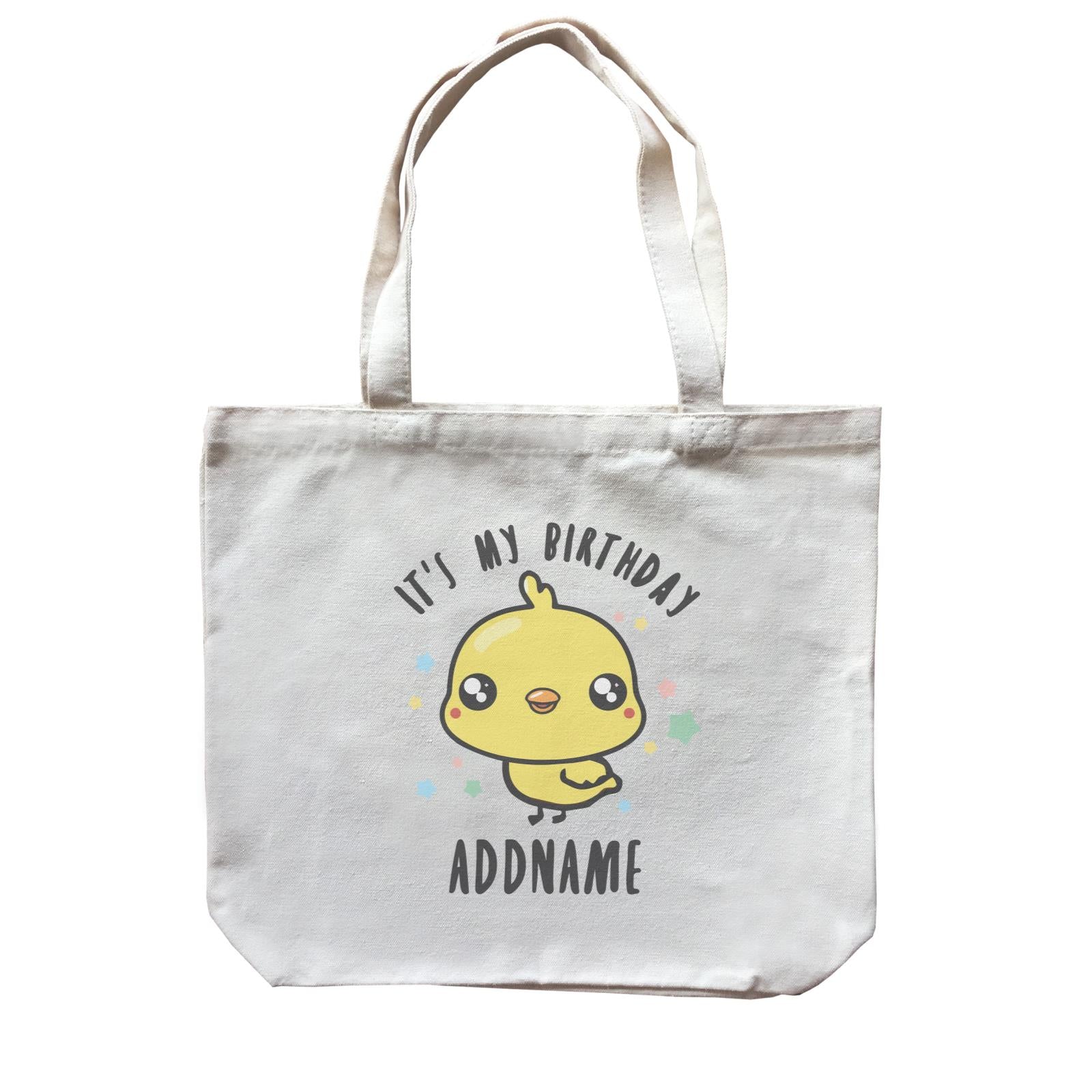 Cute Chick It's My Birthday Theme Personalizable with Date and Number Canvas Bag