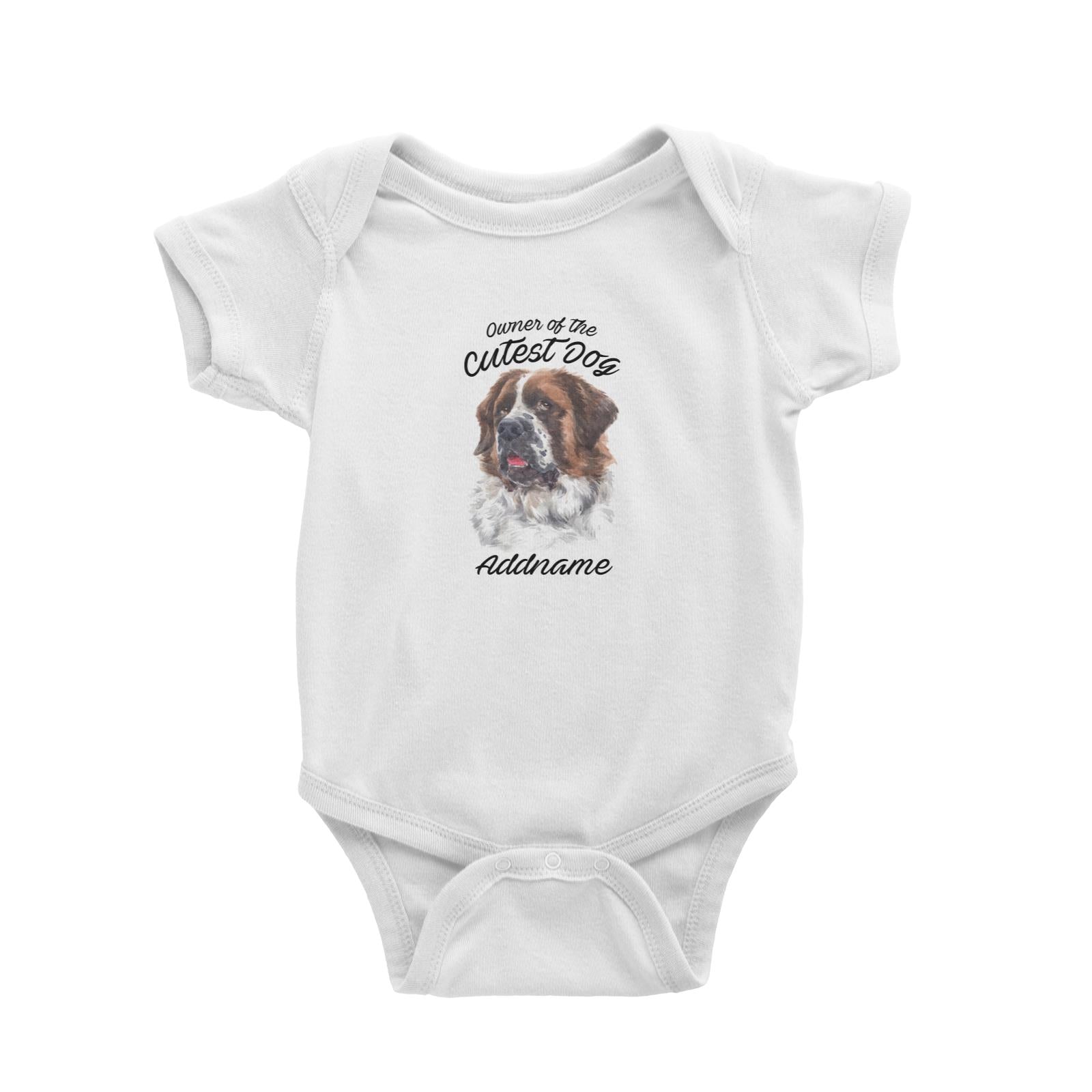 Watercolor Dog Owner Of The Cutest Dog Saint Bernard Addname Baby Romper