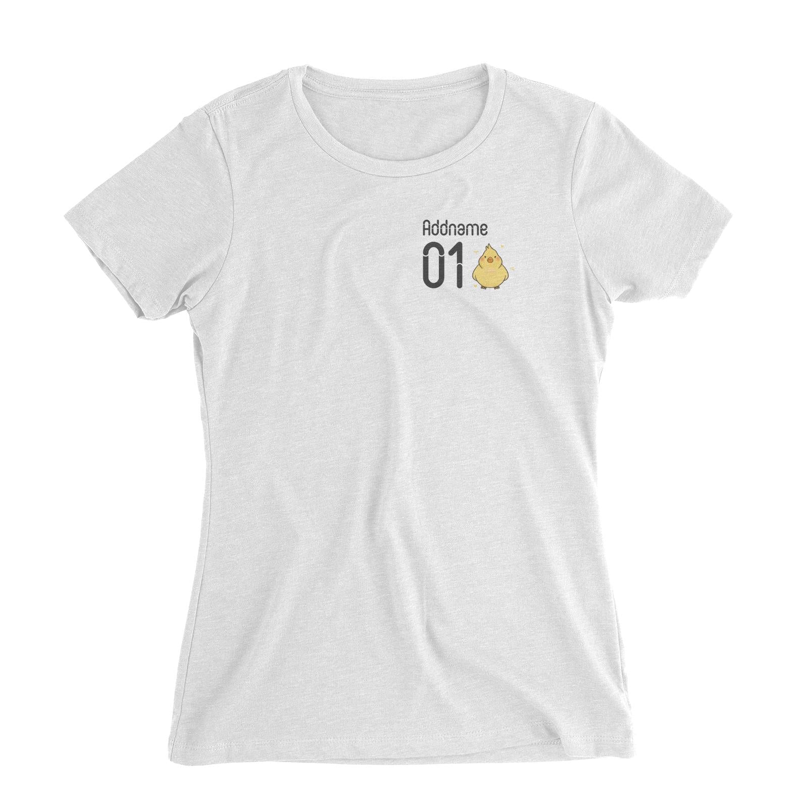 Pocket Name and Number Cute Hand Drawn Style Chick Women's Slim Fit T-Shirt (FLASH DEAL)