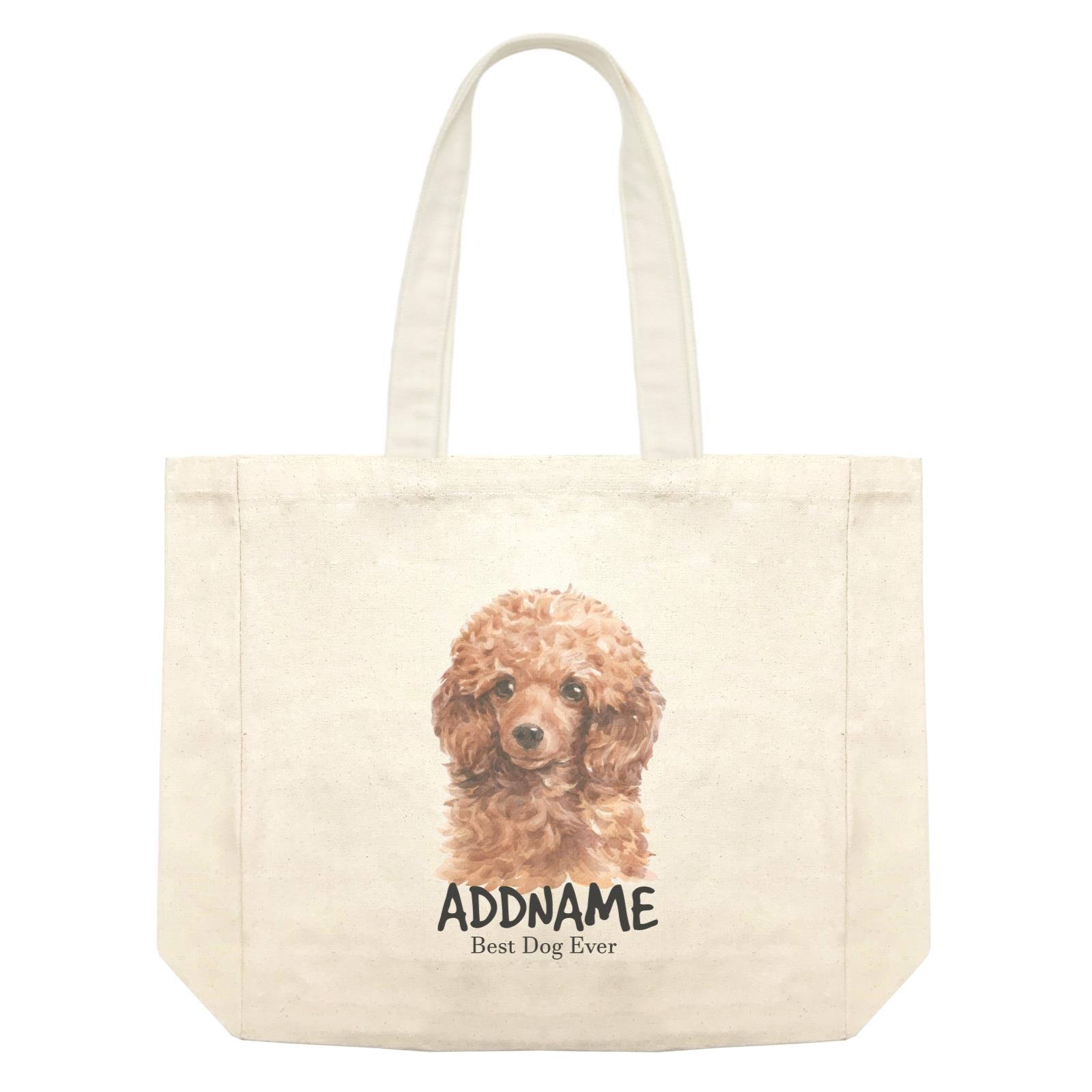 Watercolor Dog Poodle Brown Best Dog Ever Addname Shopping Bag