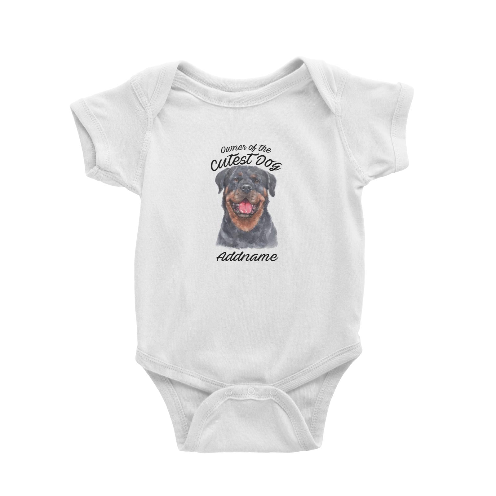 Watercolor Dog Owner Of The Cutest Dog Rottweiler Happy Addname Baby Romper