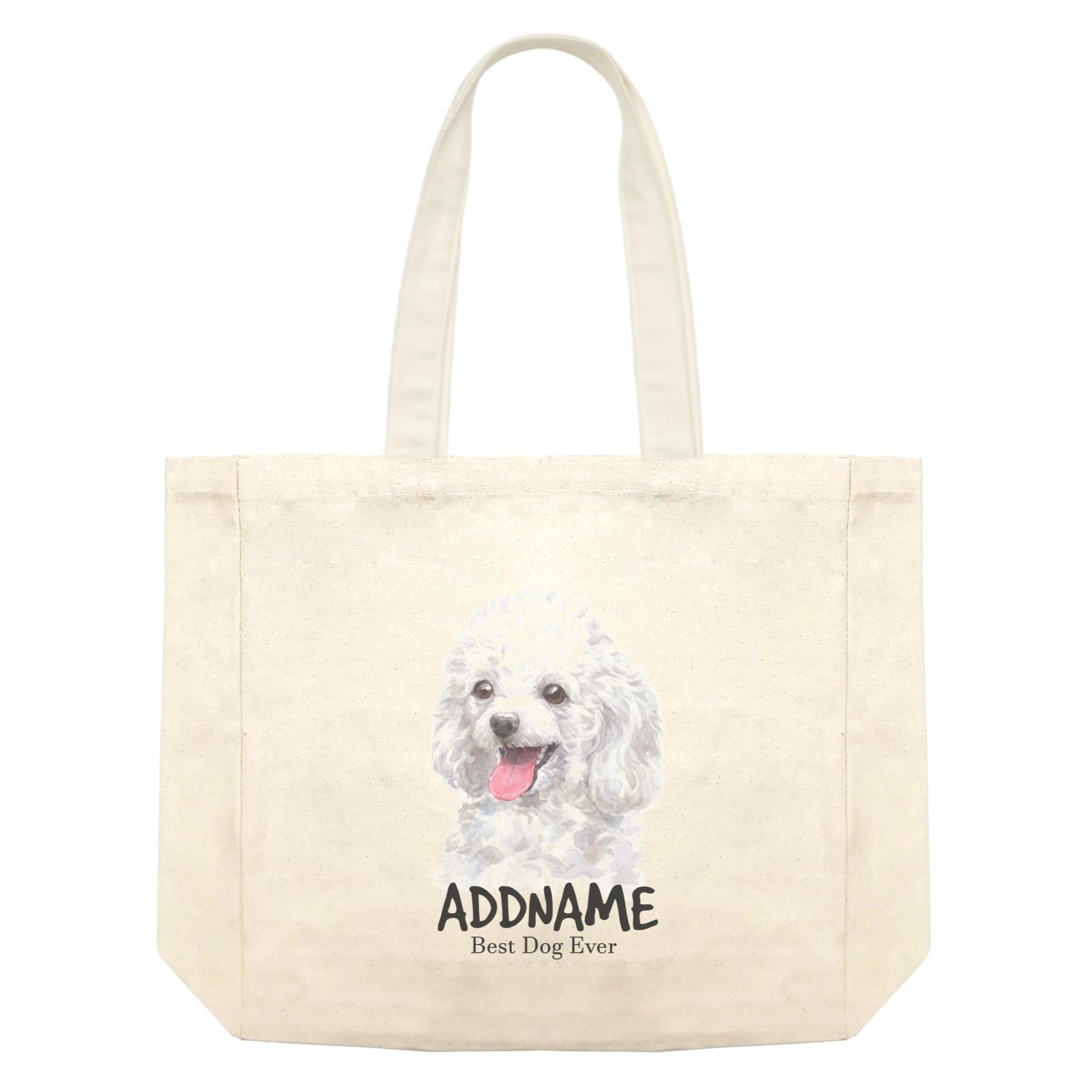 Watercolor Dog Poodle White Best Dog Ever Addname Shopping Bag