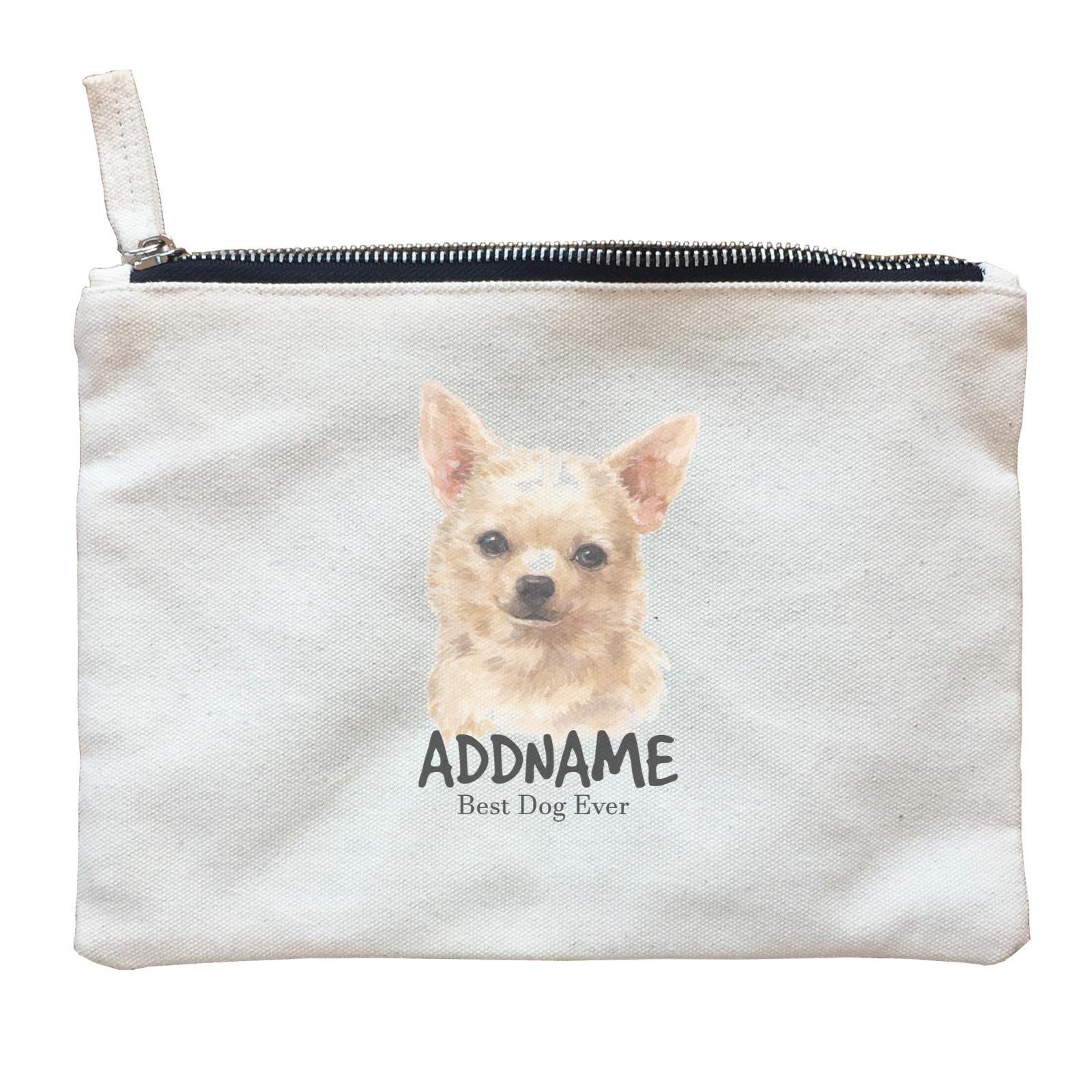 Watercolor Dog Chihuahua Brown Best Dog Ever Addname Zipper Pouch