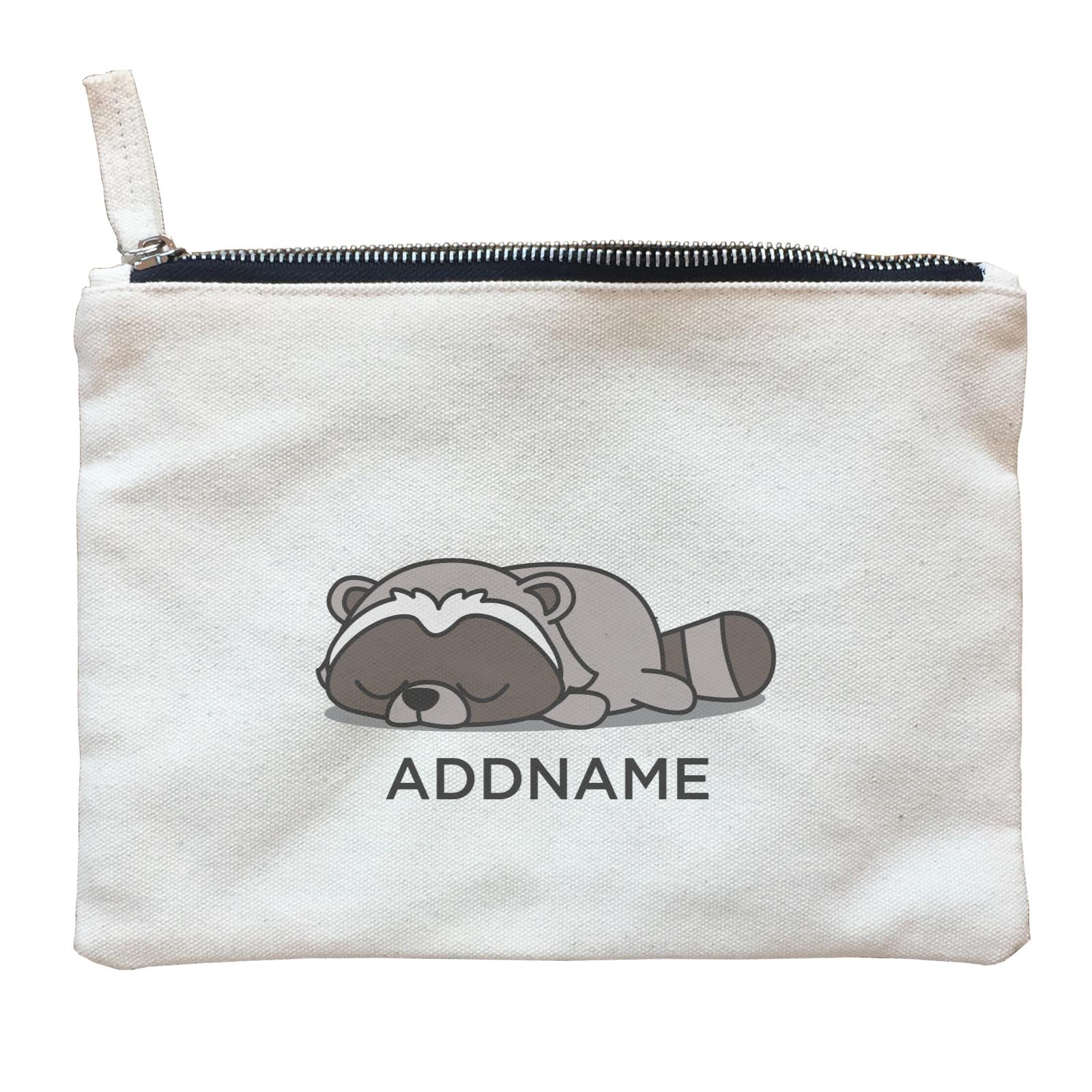 Lazy Raccoon Addname Zipper Pouch