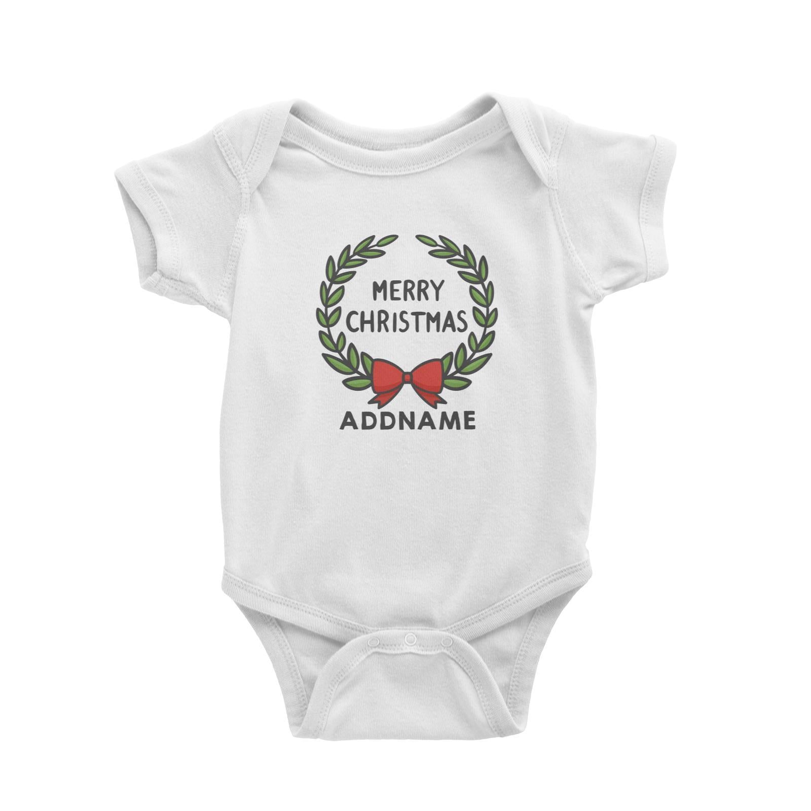 Xmas Cute Flower Wreath Decoration Addname Baby Romper