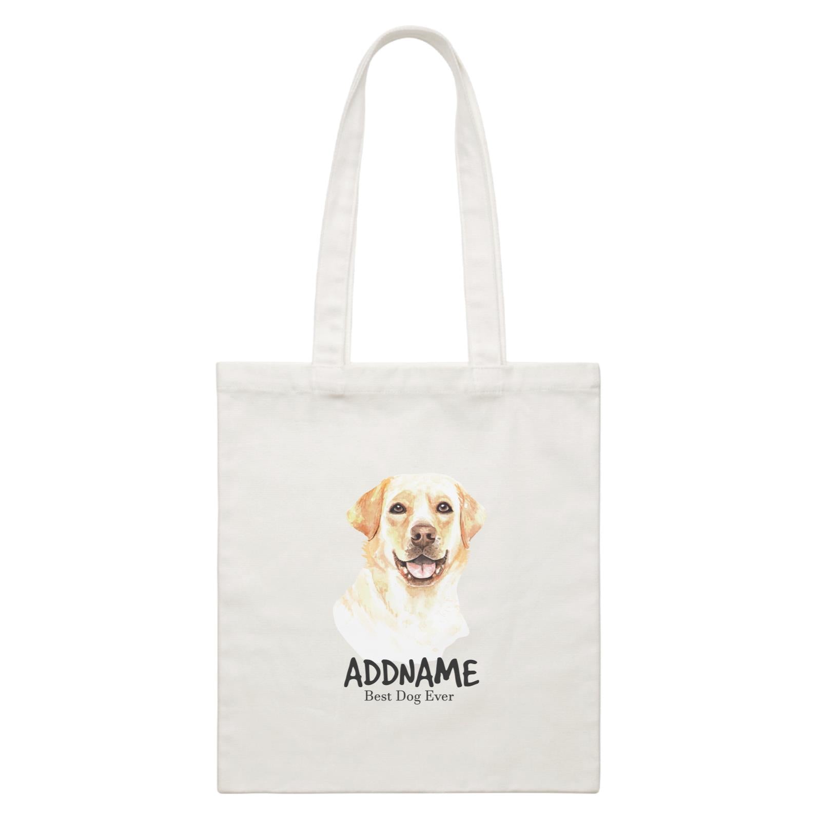 Watercolor Dog Labrador Retriever 2 Best Dog Ever Addname White Canvas Bag