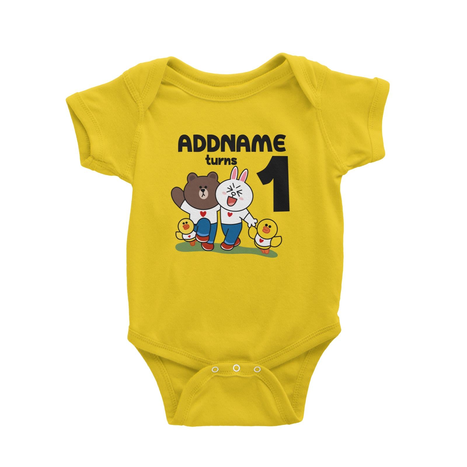 Line Family of 4 Birthday Theme Personalizable with Name and Number Baby Romper